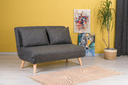 Sofá-cama elegante de 2 lugares, cinza escuro, 120 cm | Estrutura 100% metálica, encosto ajustável, espuma de alto DNS, perfeito para salas de estar modernas e quartos de hóspedes