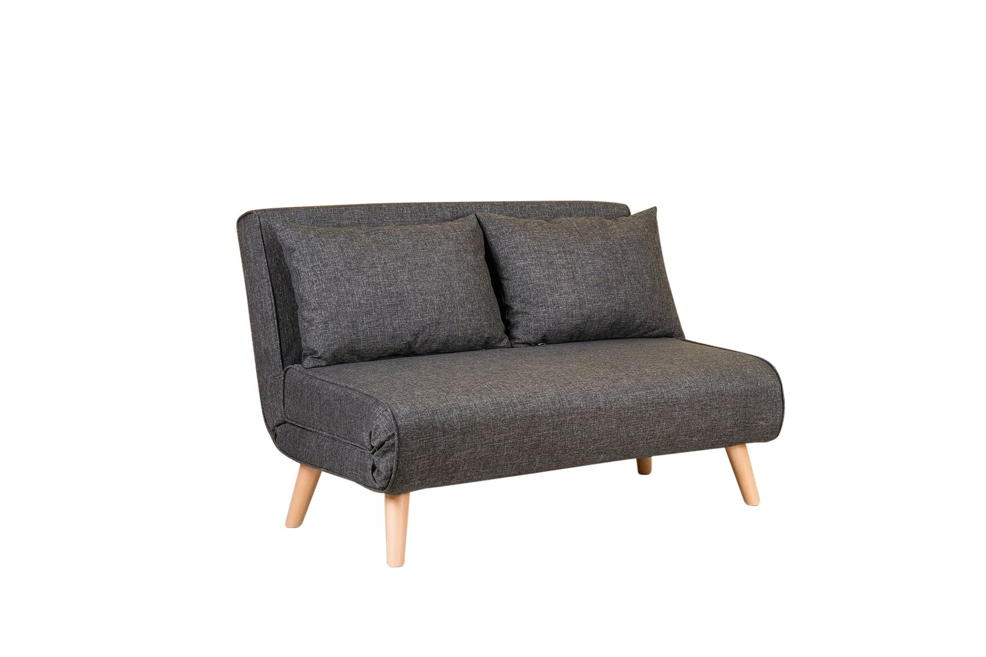 Sofá-cama elegante de 2 lugares, cinza escuro, 120 cm | Estrutura 100% metálica, encosto ajustável, espuma de alto DNS, perfeito para salas de estar modernas e quartos de hóspedes