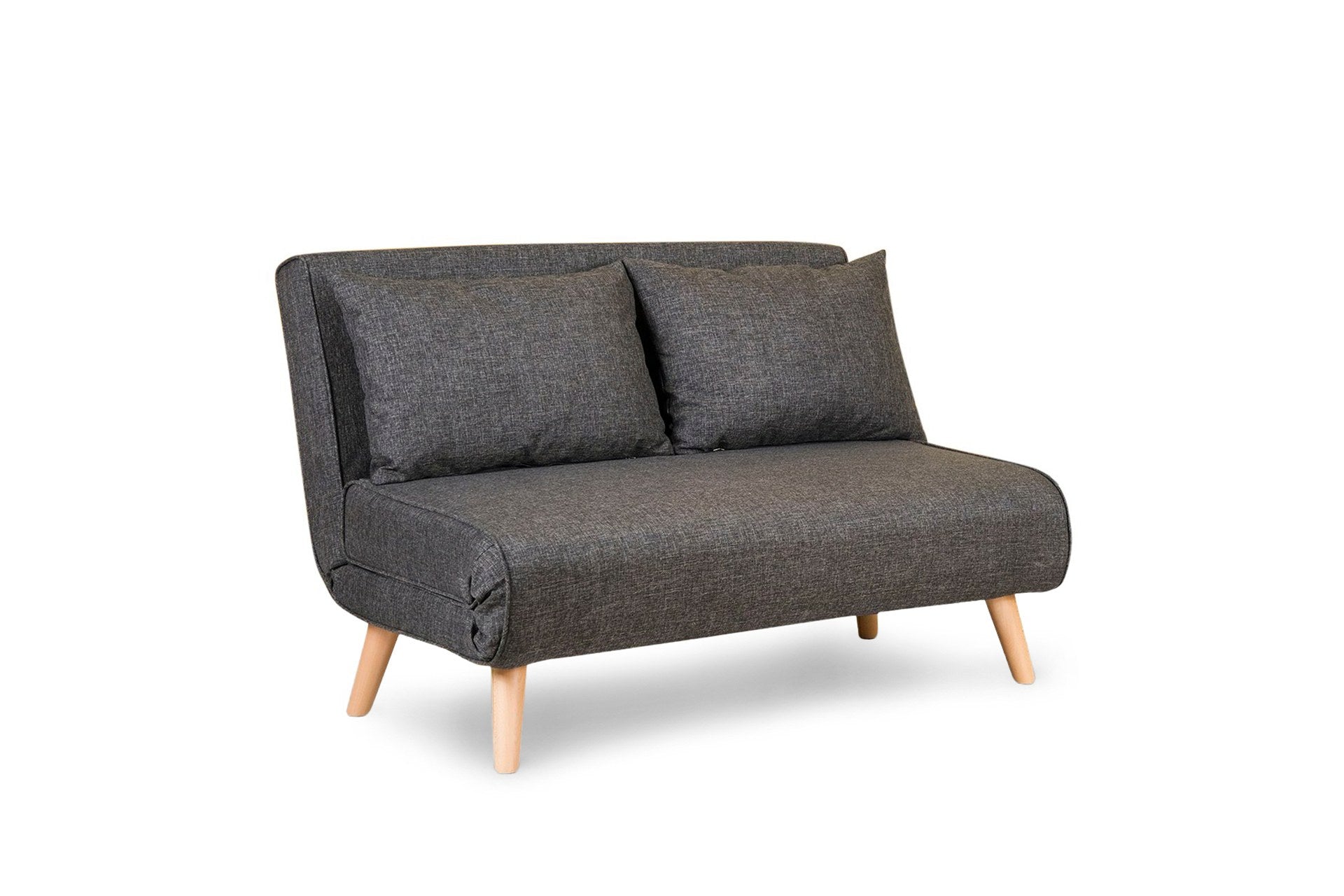 Sofá-cama elegante de 2 lugares, cinza escuro, 120 cm | Estrutura 100% metálica, encosto ajustável, espuma de alto DNS, perfeito para salas de estar modernas e quartos de hóspedes