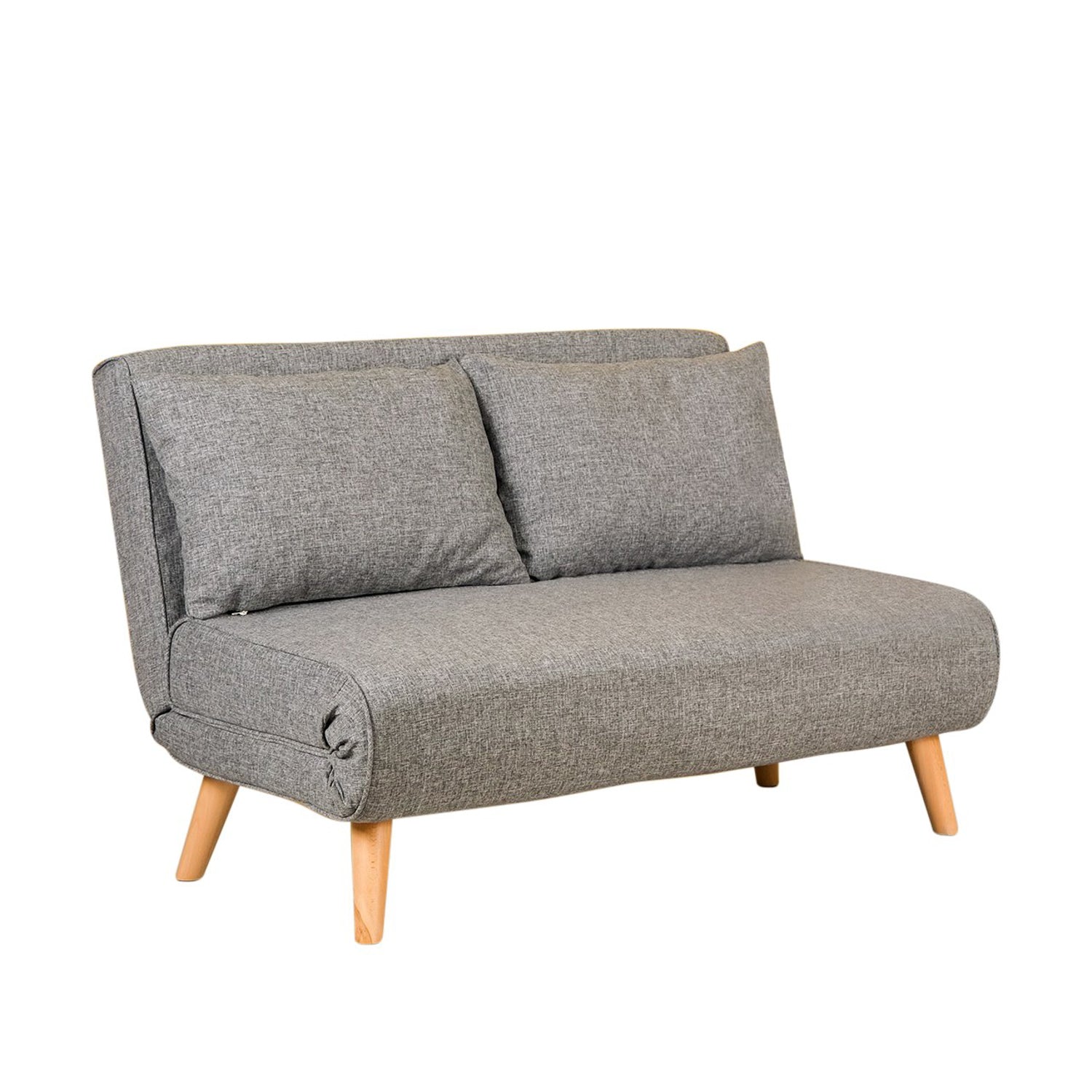Sofá-cama cinza claro de 2 lugares, estrutura 100% metálica, encosto ajustável (14 níveis), espuma de alto DNS, tamanho da cama 120 x 180 cm | Elegante e funcional para uma vida moderna