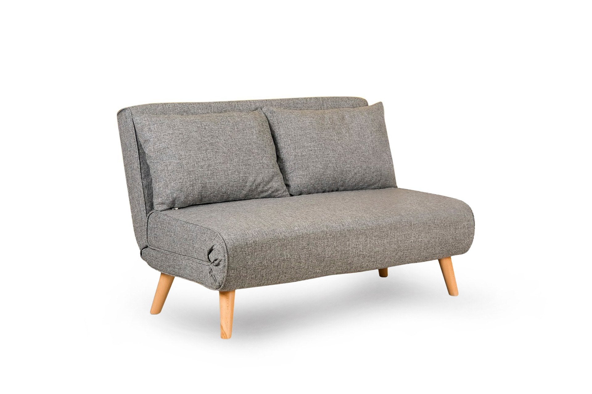 Sofá-cama cinza claro de 2 lugares, estrutura 100% metálica, encosto ajustável (14 níveis), espuma de alto DNS, tamanho da cama 120 x 180 cm | Elegante e funcional para uma vida moderna