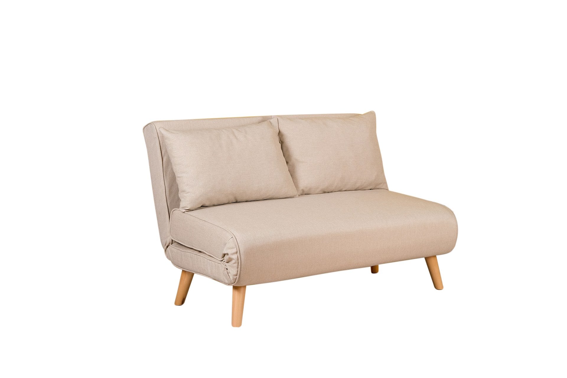 Sofá-cama elegante de 2 lugares, cor creme, 120 cm | Estrutura 100% metálica, encosto ajustável, espuma de alto DNS, perfeito para espaços de convivência modernos