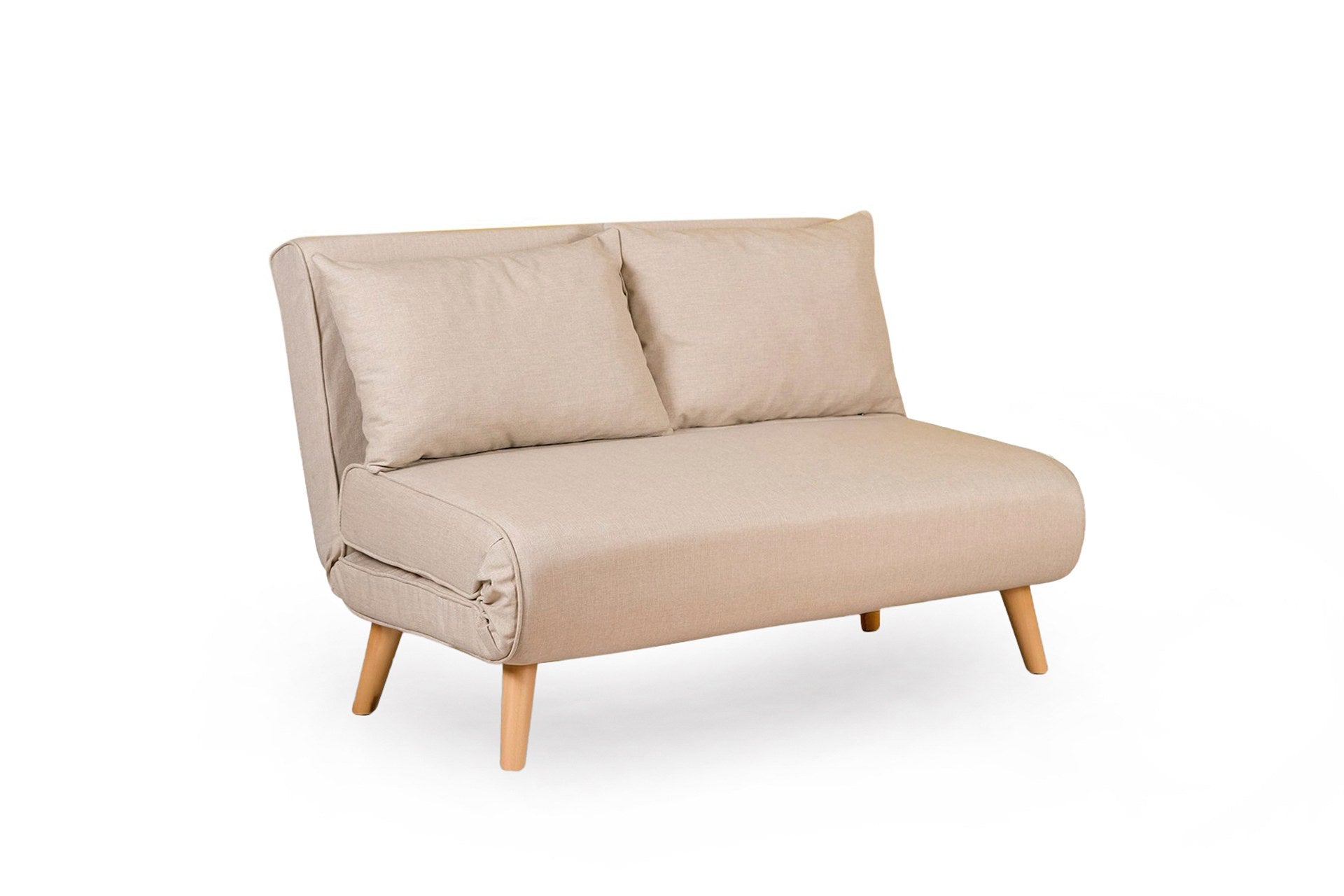Sofá-cama elegante de 2 lugares, cor creme, 120 cm | Estrutura 100% metálica, encosto ajustável, espuma de alto DNS, perfeito para espaços de convivência modernos