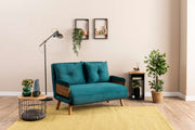 Sofá-cama moderno de 2 lugares, verde-petróleo, 78 x 120 x 82 cm | Estrutura 100% metálica, encosto ajustável em 14 níveis | Elegante e funcional para espaços pequenos