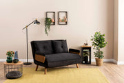 Sofá-cama moderno de 2 lugares, preto, 78 x 120 x 82 cm | Estrutura 100% metálica e tecido de poliéster | Encosto ajustável em 14 níveis | Perfeito para espaços pequenos