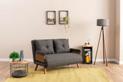 Sofá-cama moderno de 2 lugares, cinza escuro, 78 x 120 x 82 cm | Estrutura 100% metálica, encosto ajustável em 14 níveis | Perfeito para espaços pequenos e quartos de hóspedes