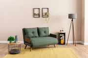Sofá-cama moderno de 2 lugares, tecido de linho verde, 78 x 120 x 82 cm | Estrutura 100% metálica, encosto ajustável em 14 níveis | Perfeito para espaços de estar elegantes