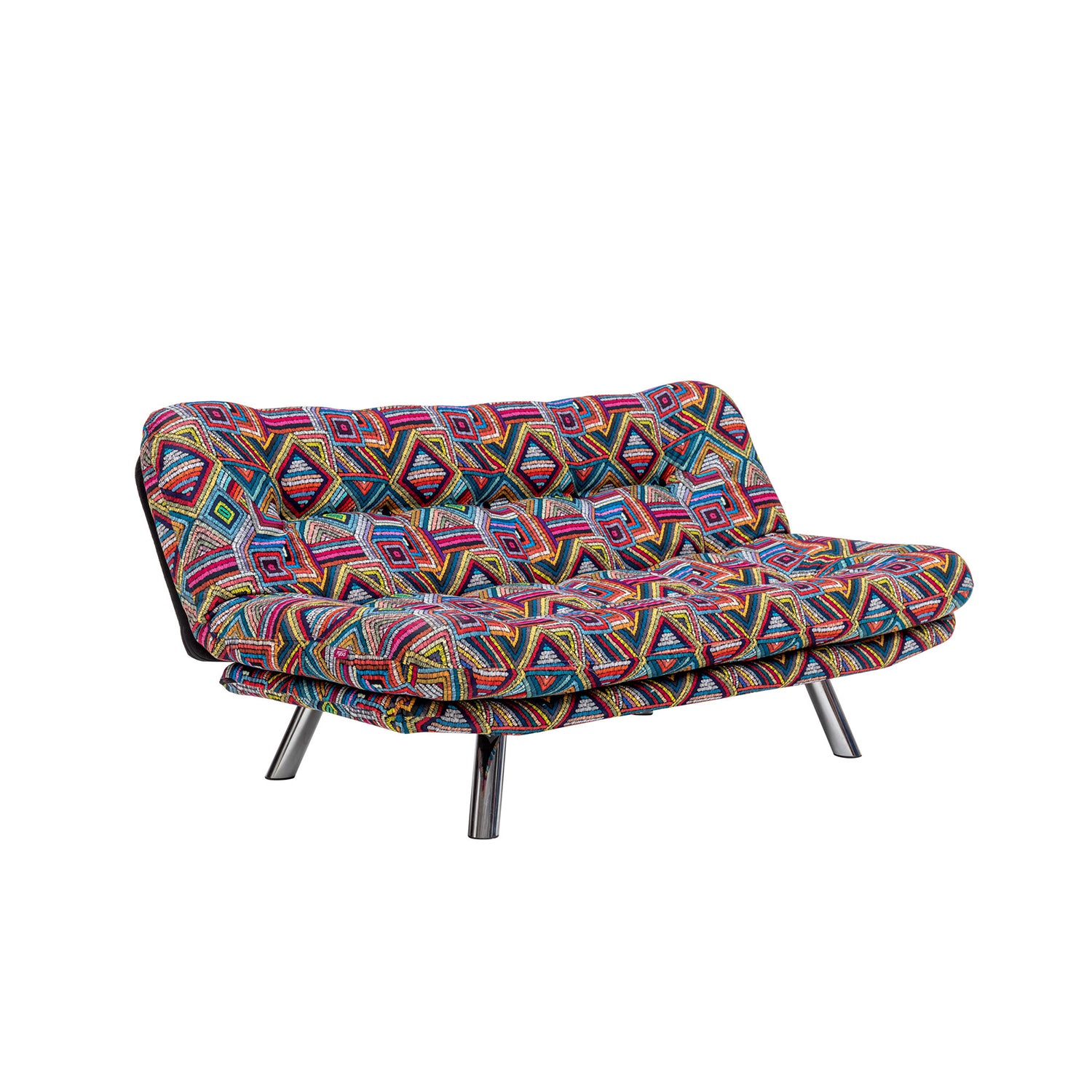 Sofá-cama versátil de 3 lugares, estrutura 100% metálica, tecido macio e fácil de limpar | Encosto multiposições, capacidade para 200 kg | Design boêmio em patchwork, perfeito para entretenimento