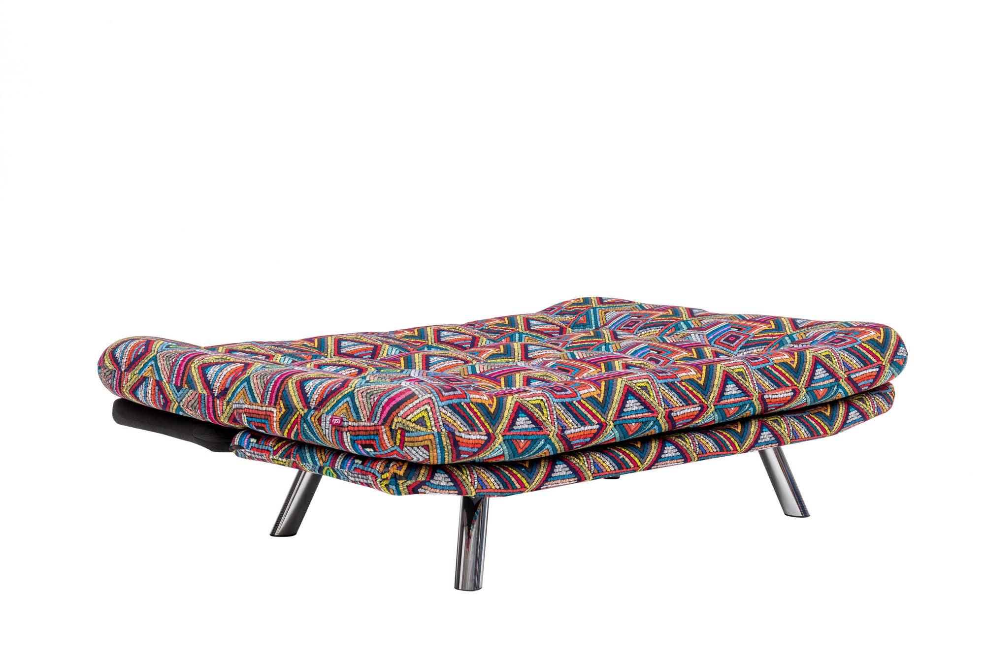 Sofá-cama versátil de 3 lugares, estrutura 100% metálica, tecido macio e fácil de limpar | Encosto multiposições, capacidade para 200 kg | Design boêmio em patchwork, perfeito para entretenimento