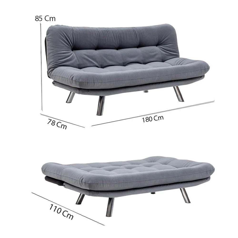 Sofá-cama versátil de 3 lugares, estrutura 100% metálica, tecido macio e fácil de limpar | Encosto multiposições, capacidade para 200 kg | Design boêmio em patchwork, perfeito para entretenimento