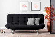 Sofá-cama elegante de 3 lugares, preto, 200 cm | Estrutura 100% metálica, tecido de poliéster fácil de limpar | Capacidade de 300 kg, perfeito para espaços de convivência modernos