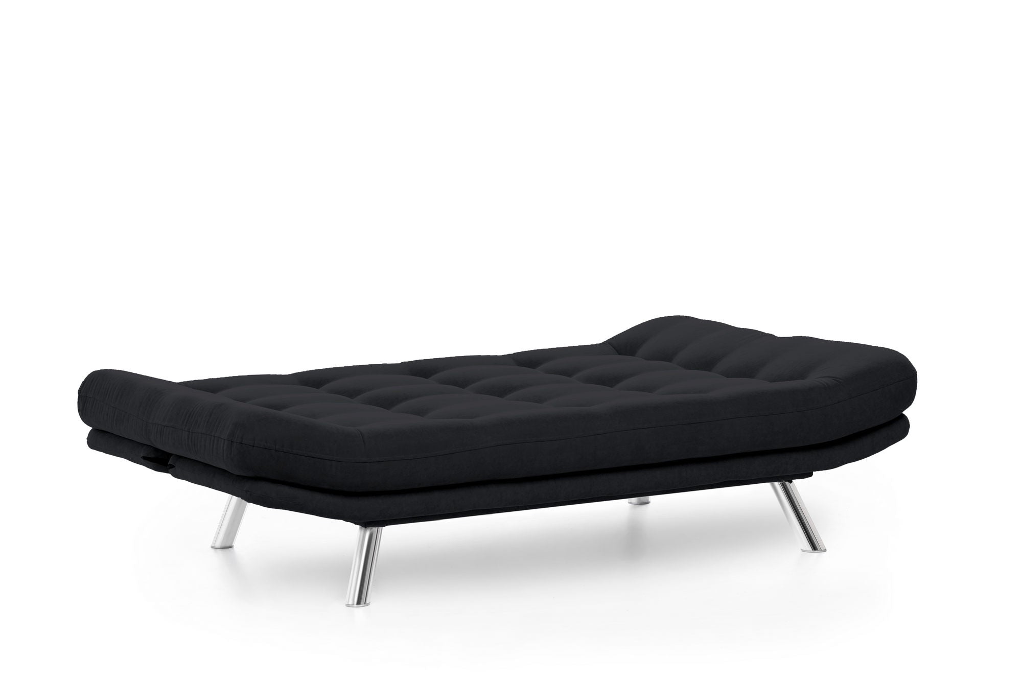 Sofá-cama elegante de 3 lugares, preto, 200 cm | Estrutura 100% metálica, tecido de poliéster fácil de limpar | Capacidade de 300 kg, perfeito para espaços de convivência modernos