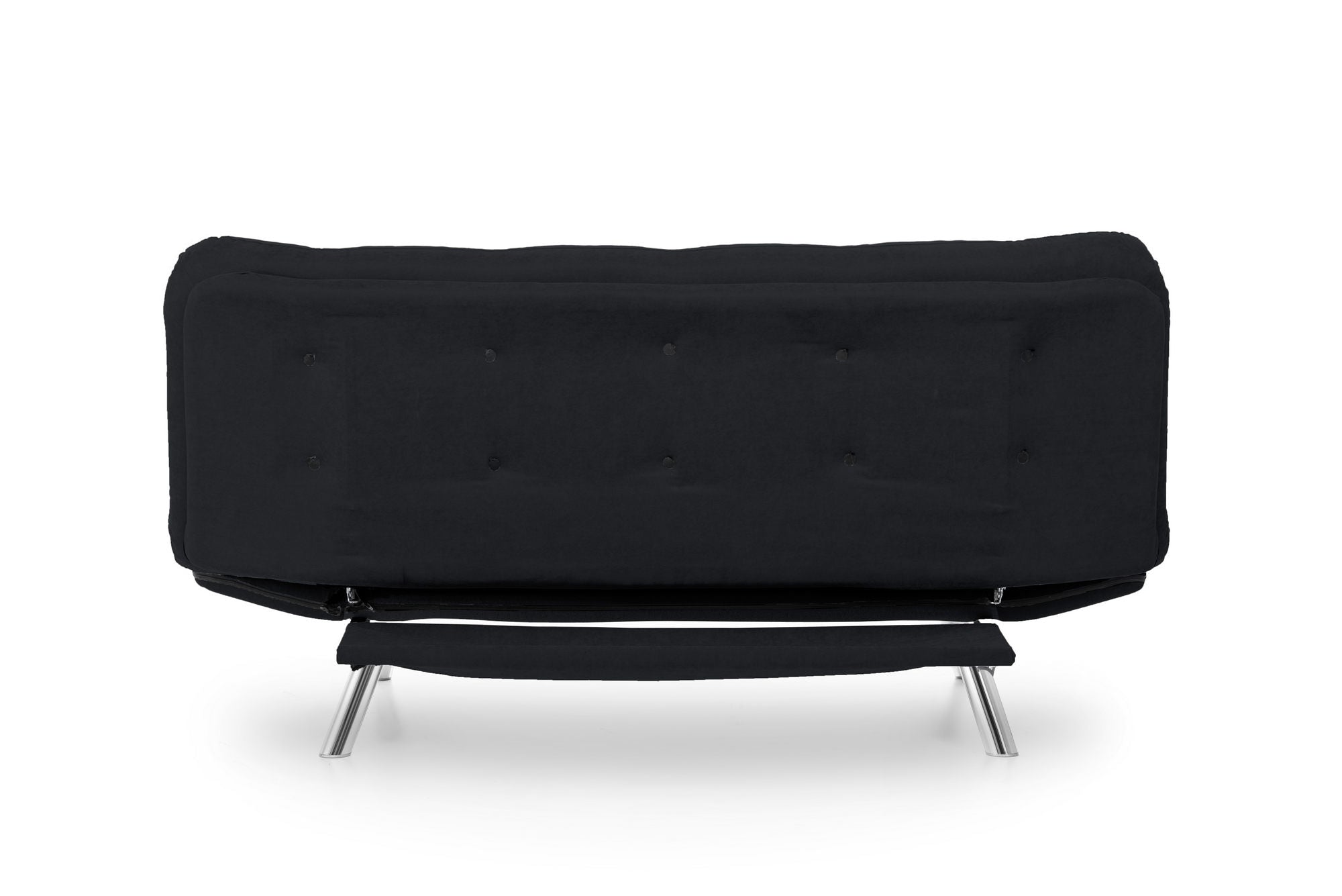 Sofá-cama elegante de 3 lugares, preto, 200 cm | Estrutura 100% metálica, tecido de poliéster fácil de limpar | Capacidade de 300 kg, perfeito para espaços de convivência modernos