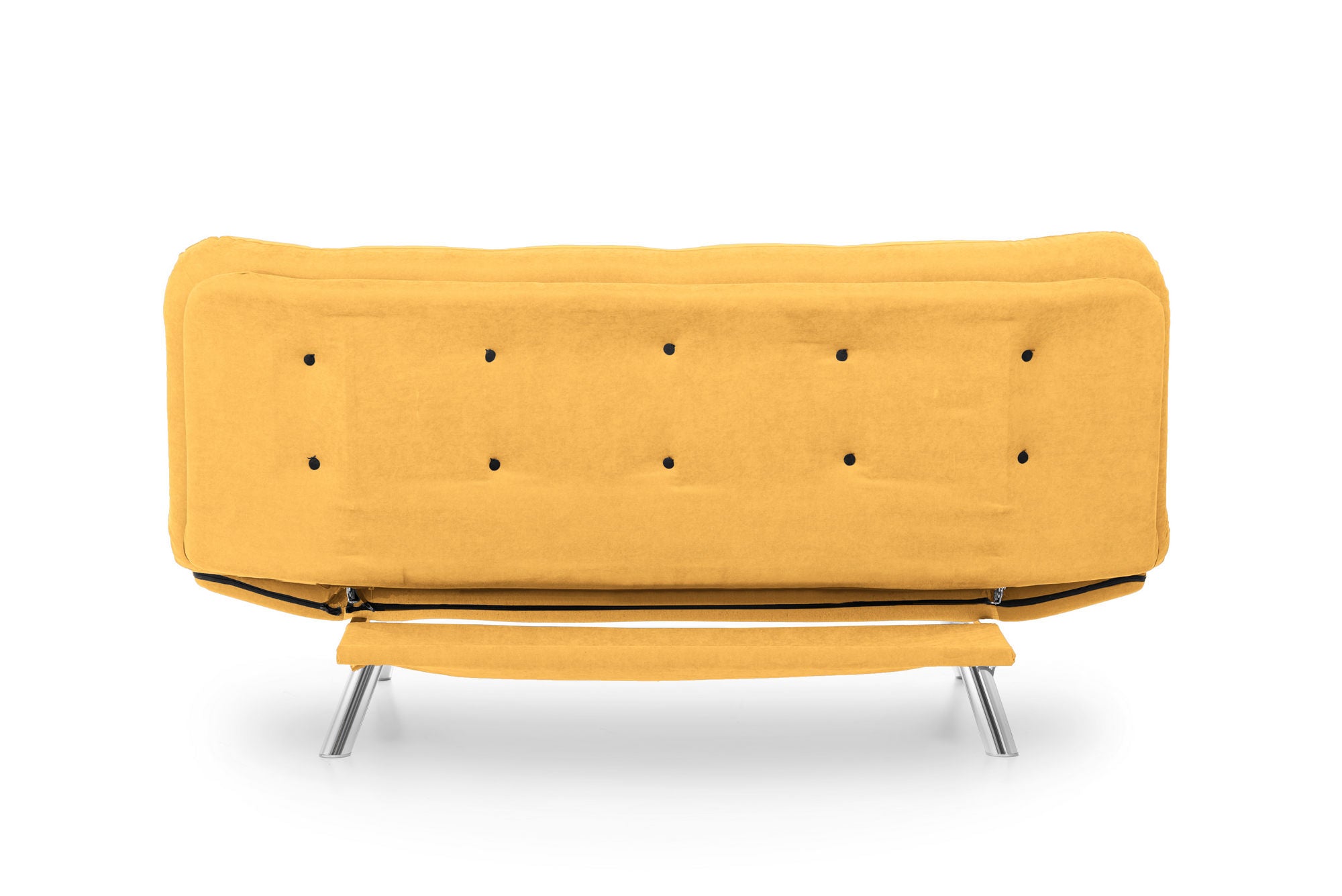 Sofá-cama moderno de 3 lugares, amarelo mostarda, 200 cm | Estrutura 100% metálica, poliéster fácil de limpar, capacidade de 300 kg | Elegante e funcional para qualquer espaço