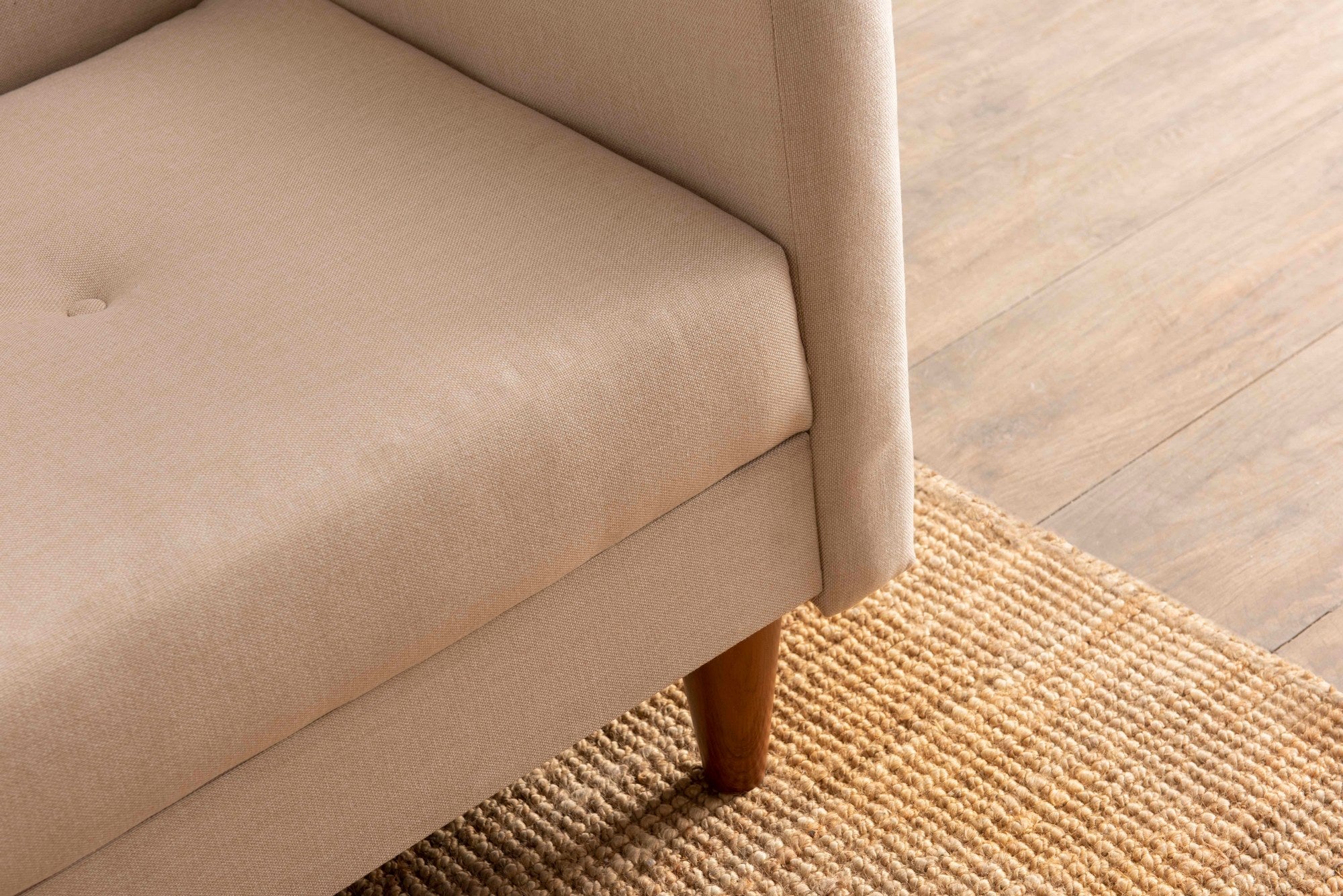 Sofá-cama elegante de 3 lugares, creme, 200 cm | Estrutura 100% metálica, tecido de poliéster lavável, espuma de dureza média | Perfeito para sala de estar e quarto de hóspedes