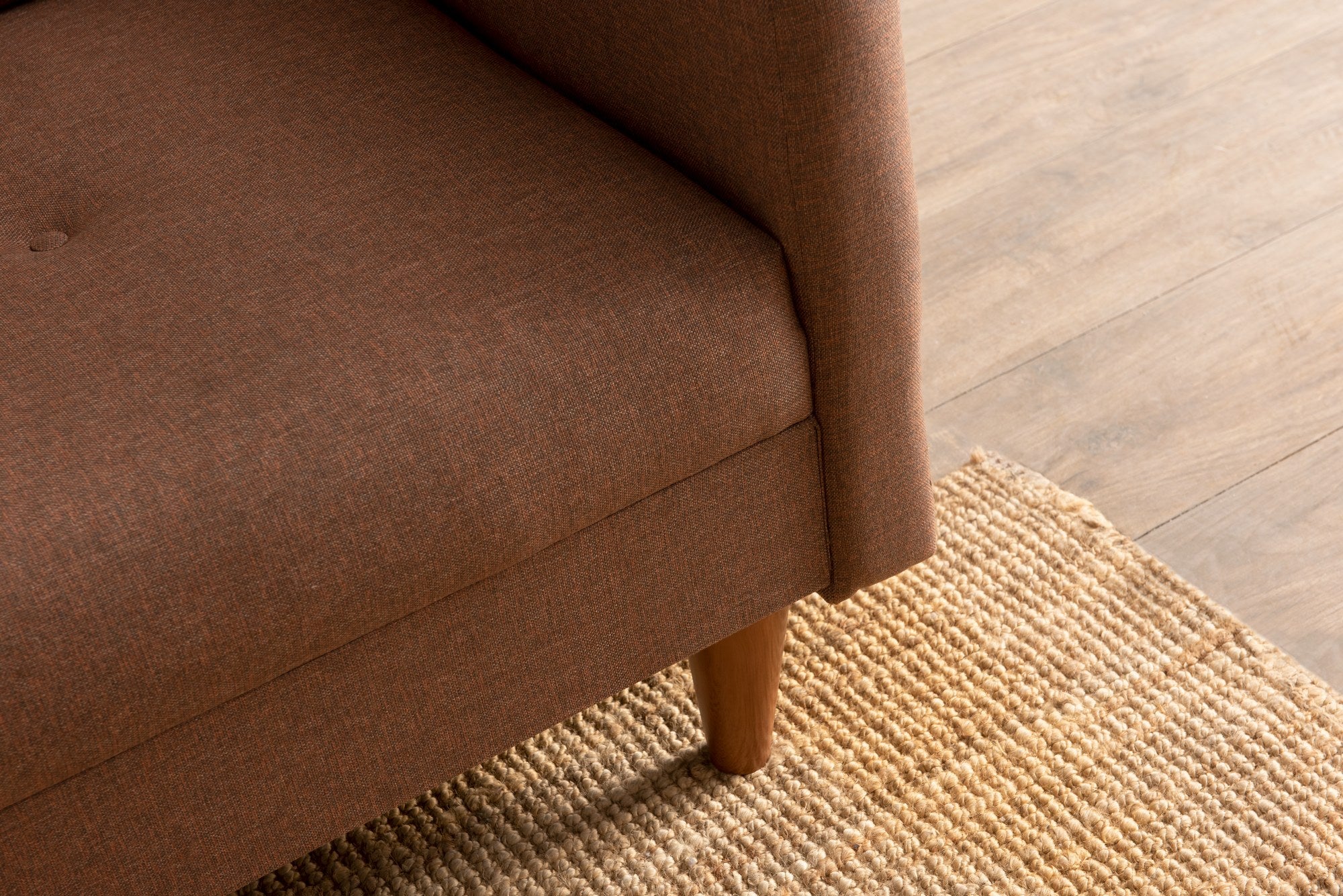 Sofá-cama elegante de 3 lugares, marrom, 200 cm | Estrutura 100% metálica, tecido de poliéster lavável, espuma de dureza média | Converte-se em cama de 180 x 102 cm, design moderno