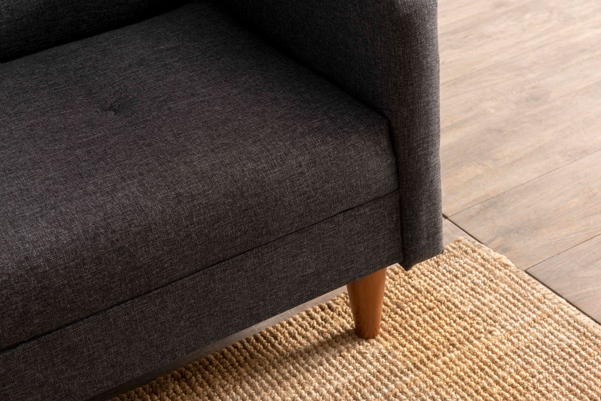 Sofá-cama elegante de 3 lugares, cinza escuro, 200 cm | Estrutura 100% metálica, tecido de poliéster lavável | Converte-se em cama (180 x 102 cm) | Conforto médio rígido