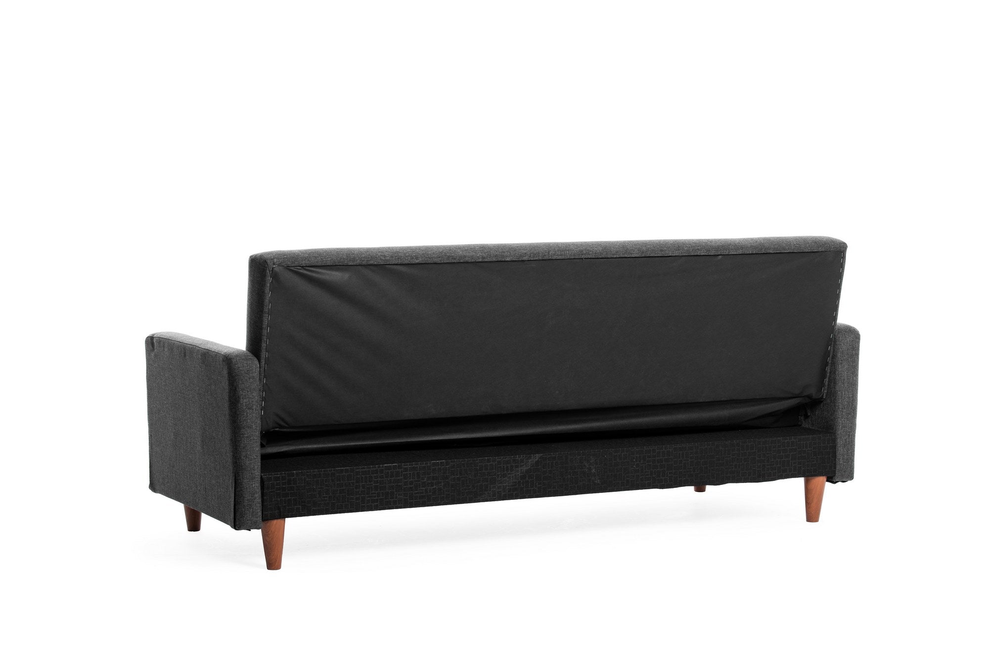 Sofá-cama elegante de 3 lugares, cinza escuro, 200 cm | Estrutura 100% metálica, tecido de poliéster lavável | Converte-se em cama (180 x 102 cm) | Conforto médio rígido