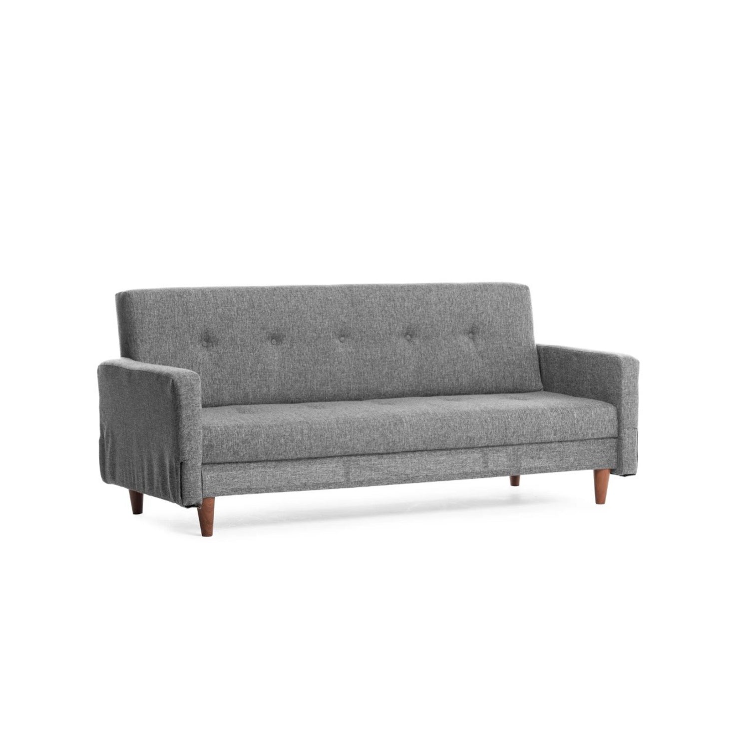Sofá-cama cinza claro de 3 lugares, estrutura 100% metálica, 200 cm de largura, tamanho da cama 180 x 102 cm | Espuma média-dura, tecido lavável, design elegante e funcional