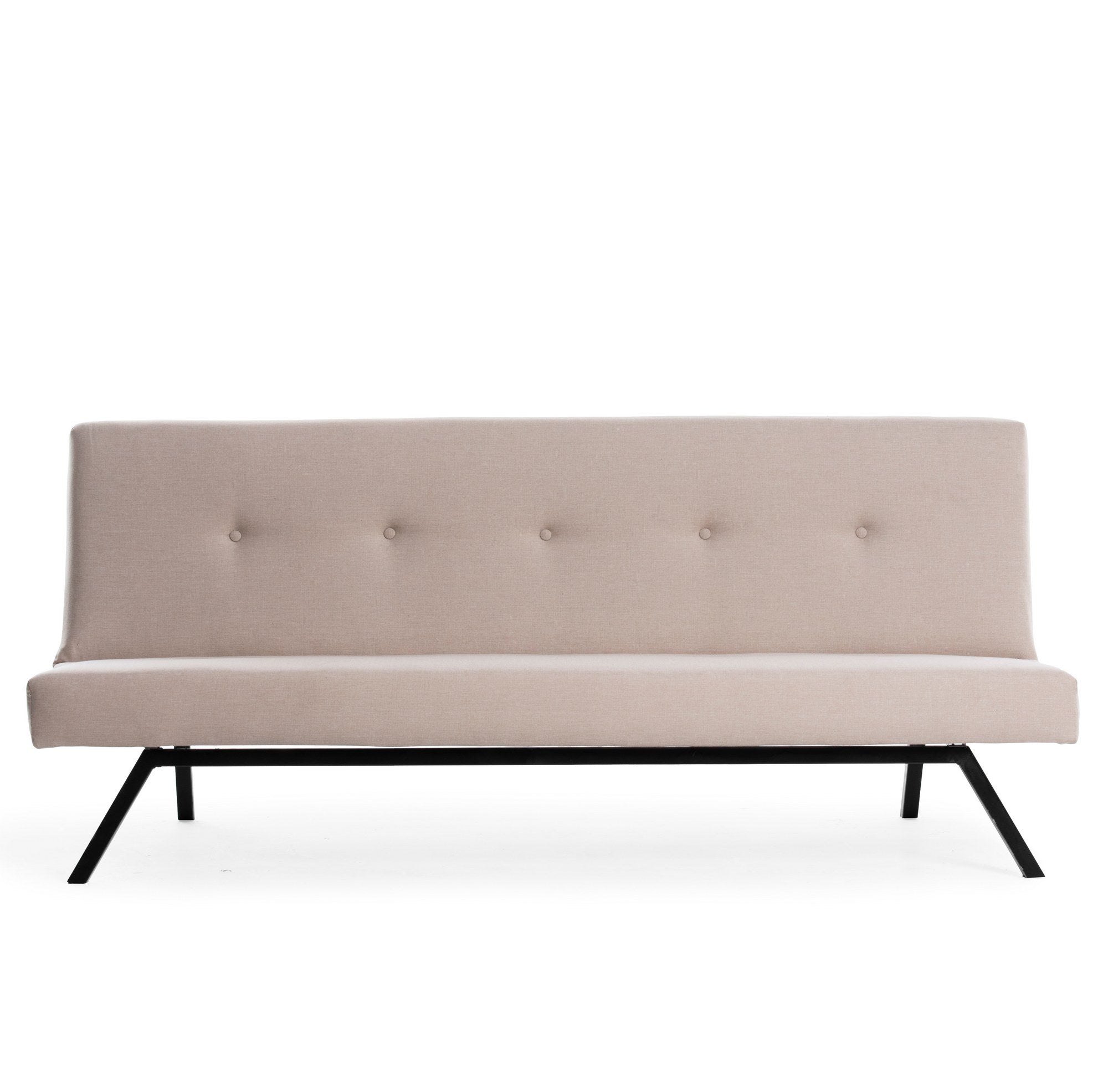 Sofá-cama elegante de 3 lugares, cor creme, 180 x 102 cm | Estrutura 100% metálica, tecido de poliéster lavável, espuma de dureza média | Perfeito para espaços modernos
