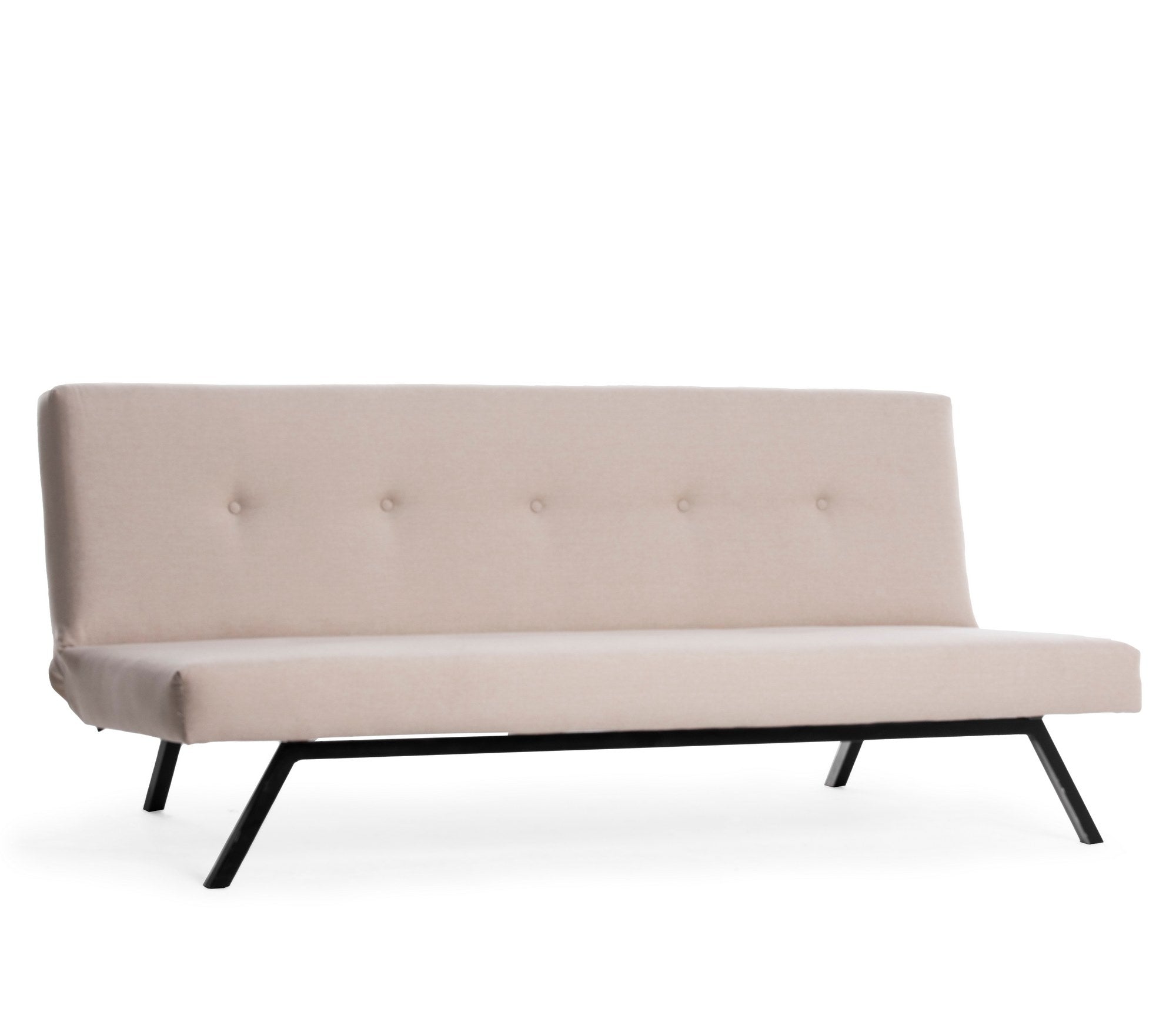 Sofá-cama elegante de 3 lugares, cor creme, 180 x 102 cm | Estrutura 100% metálica, tecido de poliéster lavável, espuma de dureza média | Perfeito para espaços modernos