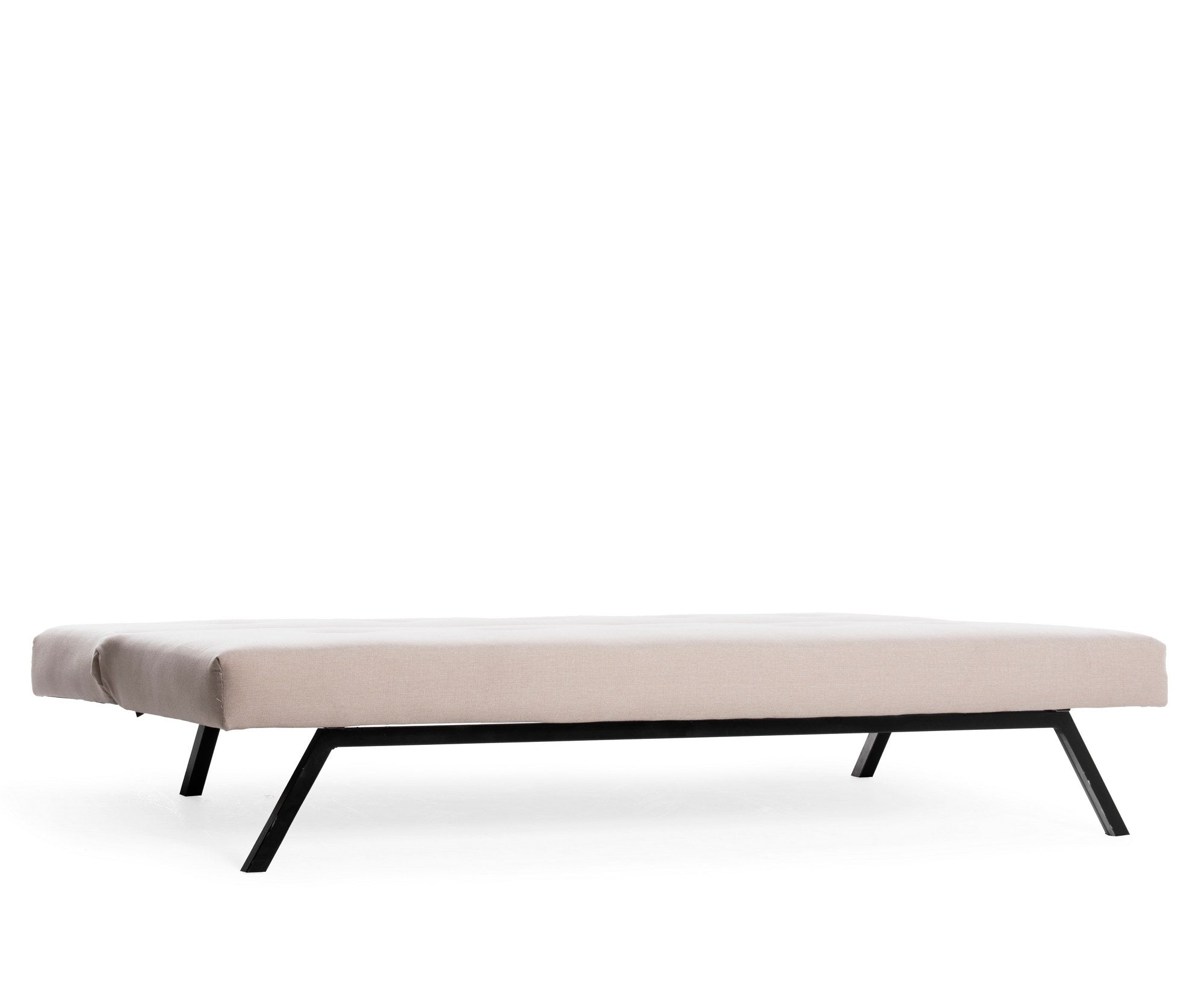 Sofá-cama elegante de 3 lugares, cor creme, 180 x 102 cm | Estrutura 100% metálica, tecido de poliéster lavável, espuma de dureza média | Perfeito para espaços modernos