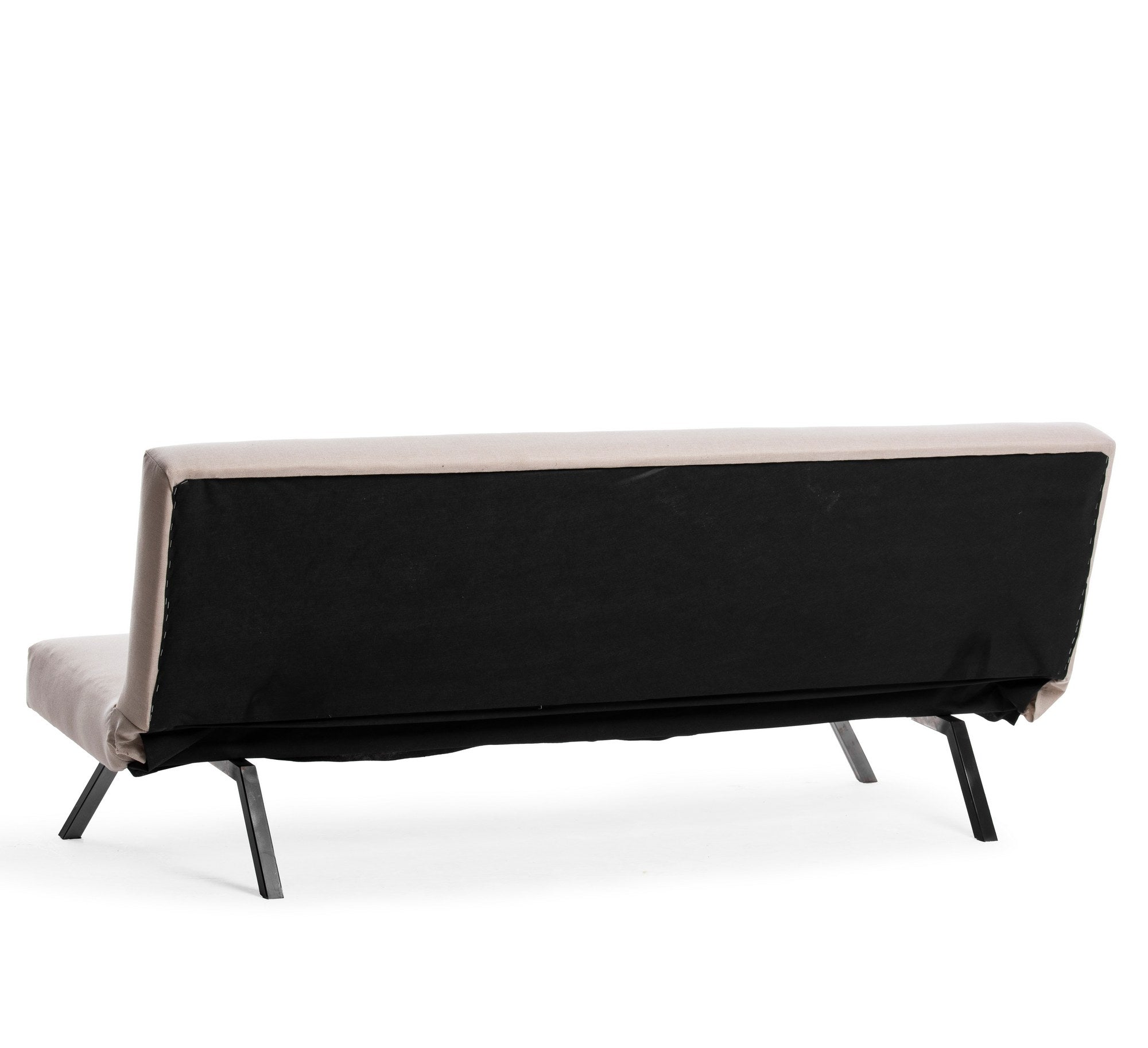 Sofá-cama elegante de 3 lugares, cor creme, 180 x 102 cm | Estrutura 100% metálica, tecido de poliéster lavável, espuma de dureza média | Perfeito para espaços modernos