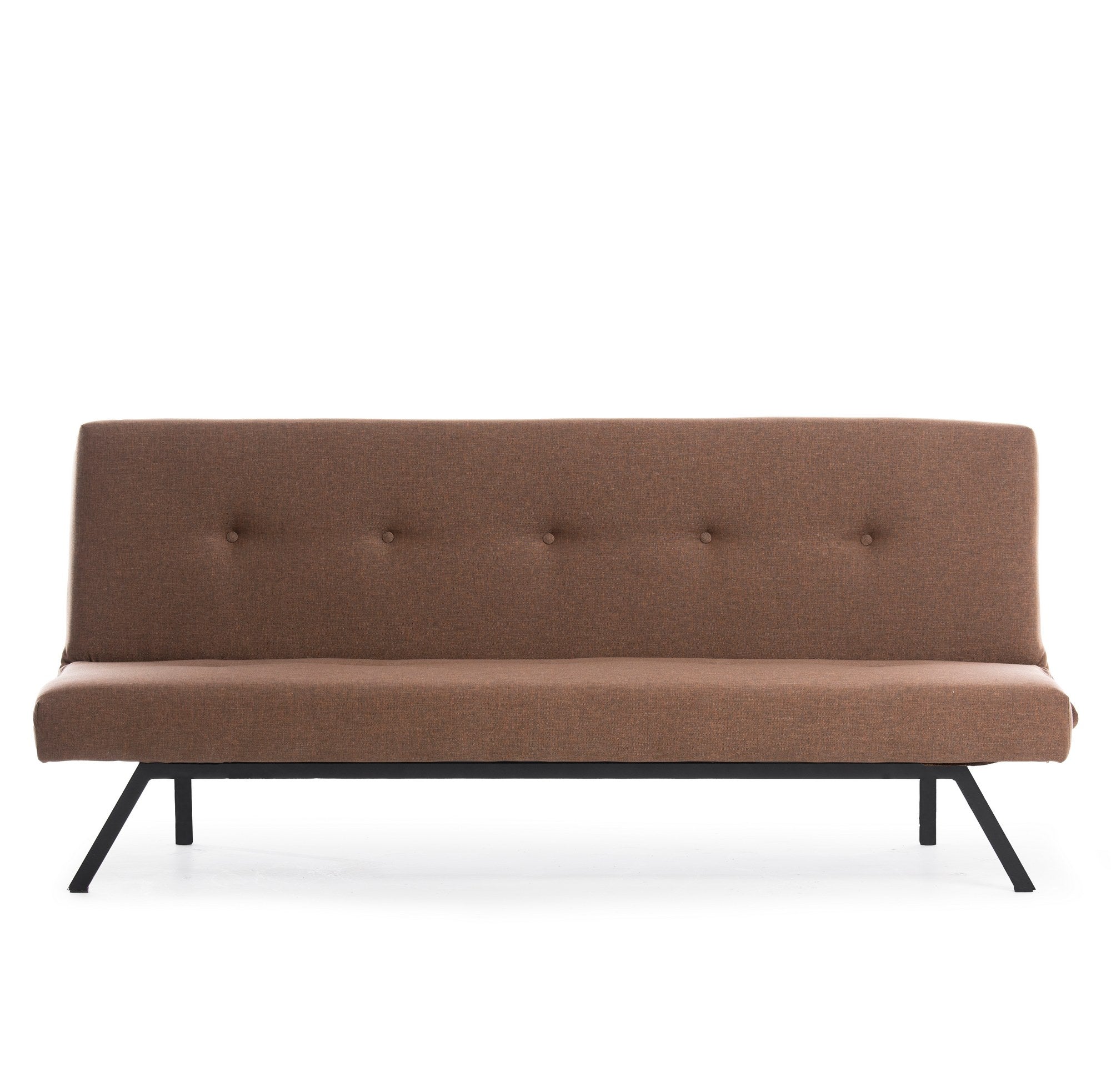 Sofá-cama elegante de 3 lugares, marrom, 180 x 102 cm | Estrutura 100% metálica, tecido de poliéster lavável, espuma de dureza média | Perfeito para espaços modernos