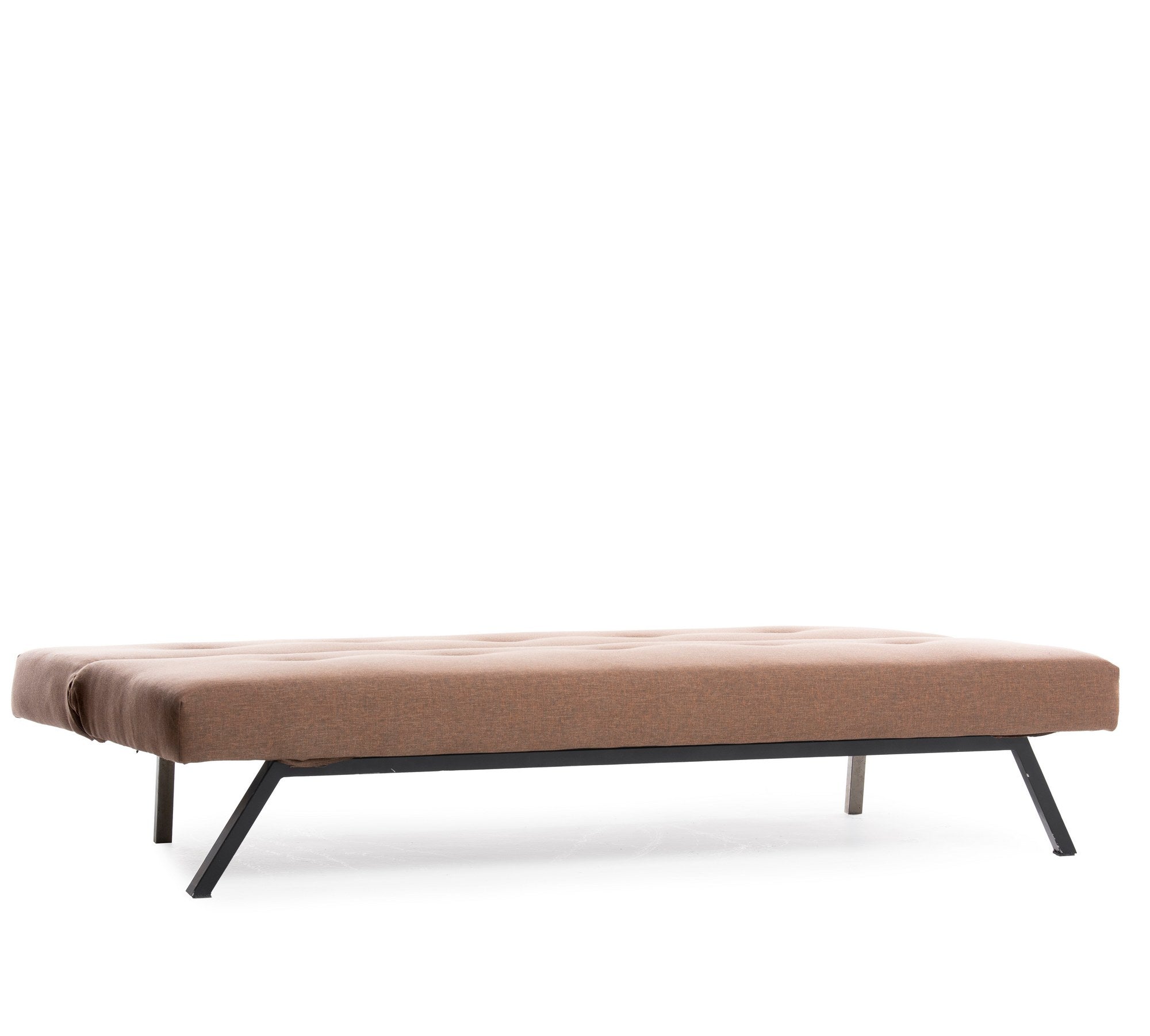 Sofá-cama elegante de 3 lugares, marrom, 180 x 102 cm | Estrutura 100% metálica, tecido de poliéster lavável, espuma de dureza média | Perfeito para espaços modernos