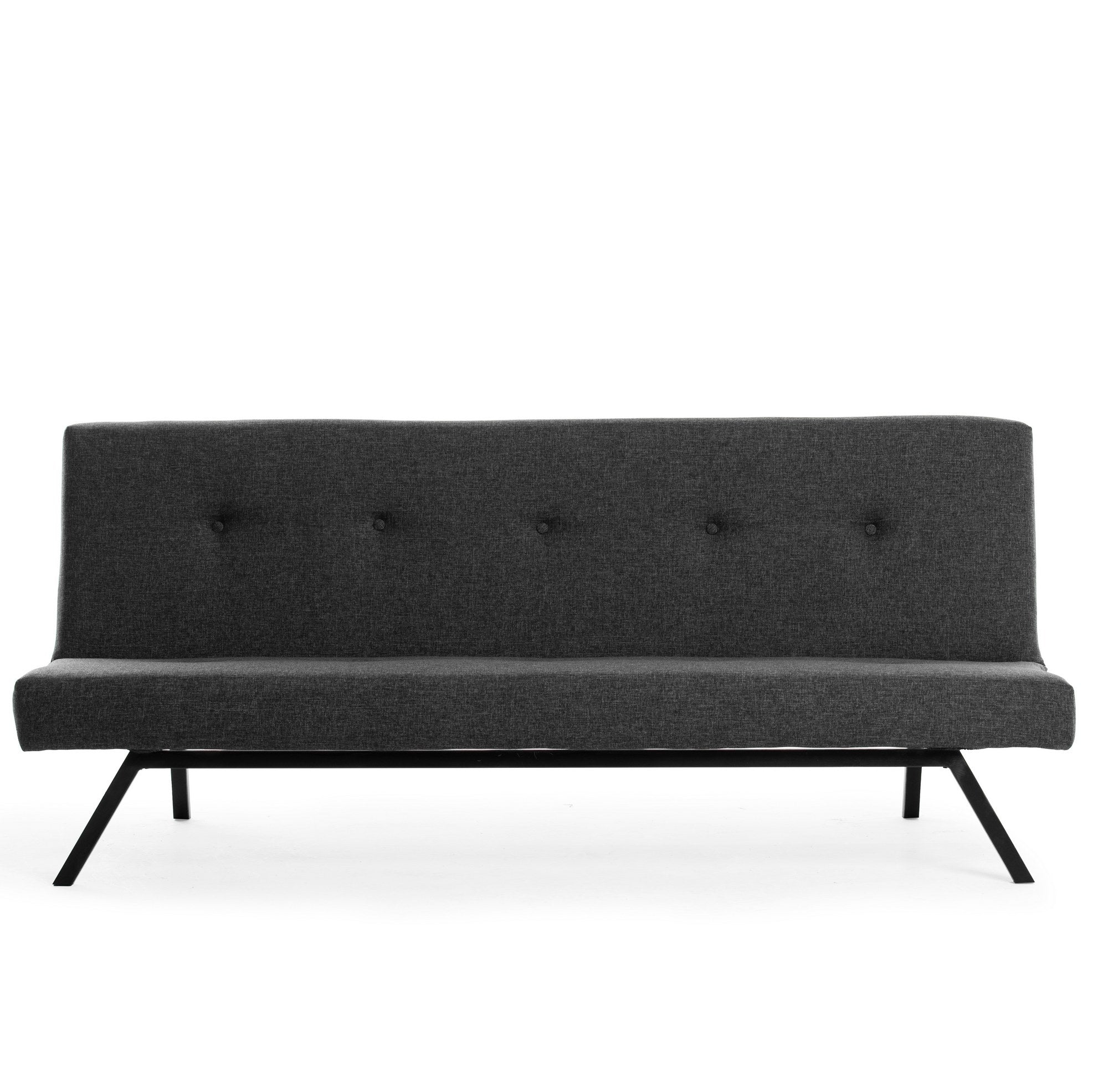 Sofá-cama elegante de 3 lugares, cinza escuro, 180 x 102 cm | Estrutura 100% metálica, tecido de poliéster lavável, espuma de dureza média | Perfeito para espaços de convivência modernos