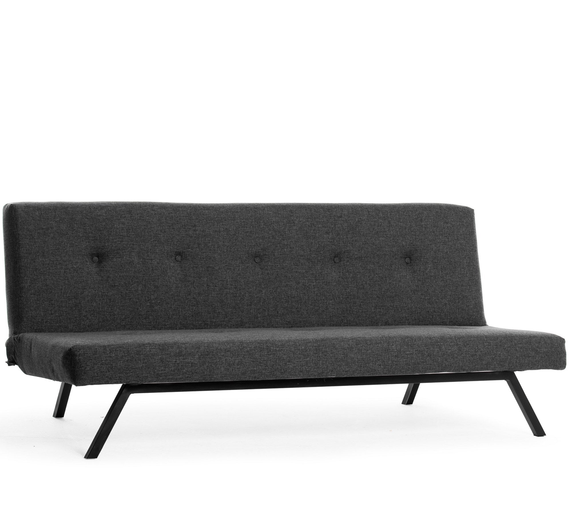 Sofá-cama elegante de 3 lugares, cinza escuro, 180 x 102 cm | Estrutura 100% metálica, tecido de poliéster lavável, espuma de dureza média | Perfeito para espaços de convivência modernos