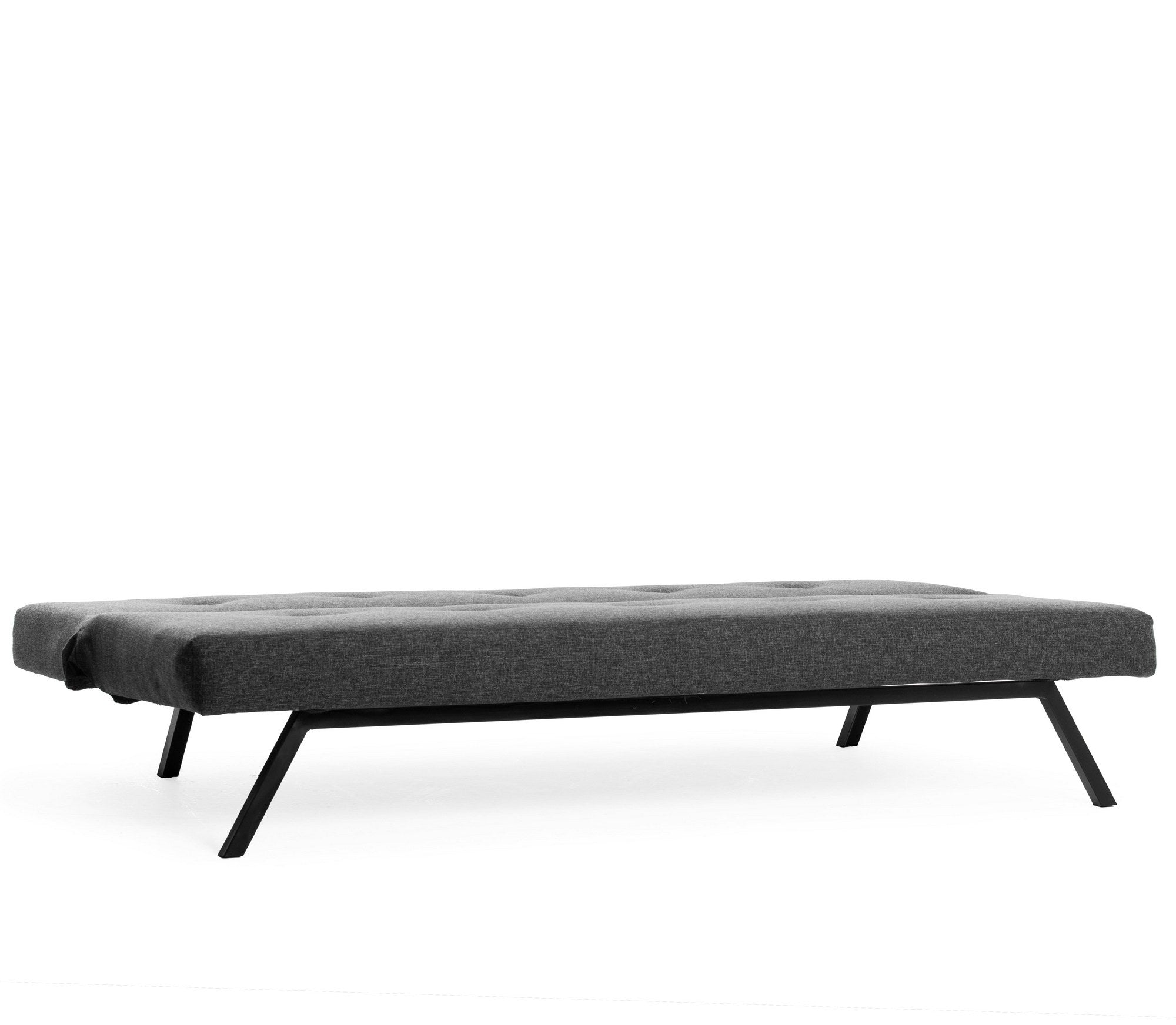 Sofá-cama elegante de 3 lugares, cinza escuro, 180 x 102 cm | Estrutura 100% metálica, tecido de poliéster lavável, espuma de dureza média | Perfeito para espaços de convivência modernos