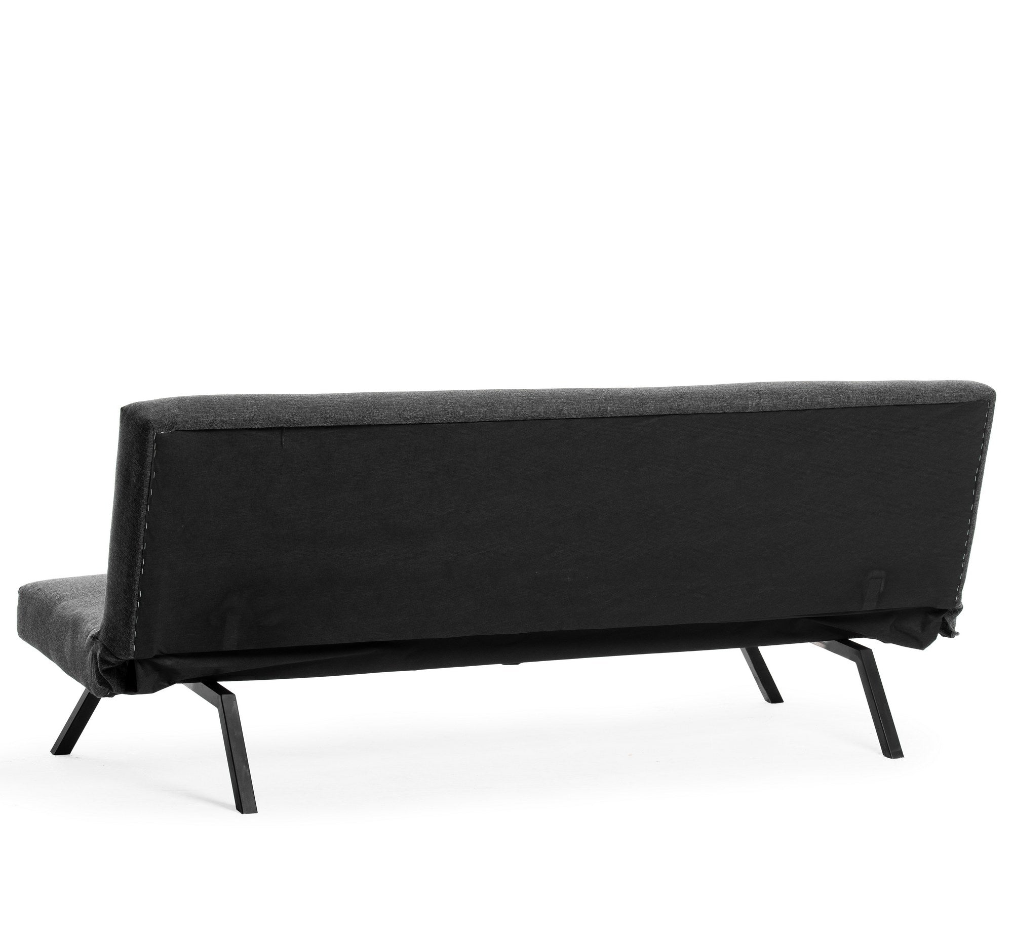 Sofá-cama elegante de 3 lugares, cinza escuro, 180 x 102 cm | Estrutura 100% metálica, tecido de poliéster lavável, espuma de dureza média | Perfeito para espaços de convivência modernos