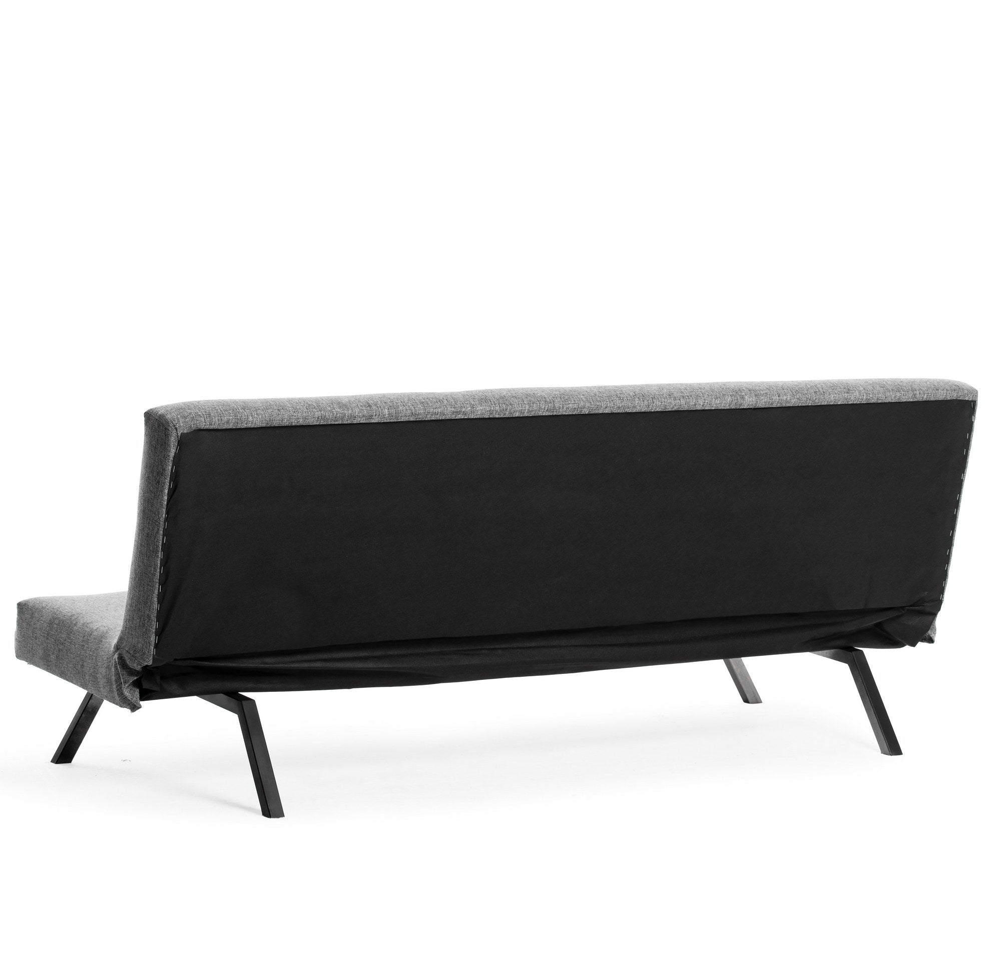Sofá-cama cinza claro de 3 lugares, estrutura 100% metálica, tamanho de cama 180 x 102 cm, espuma média dura, tecido lavável, perfeito para espaços de convivência modernos