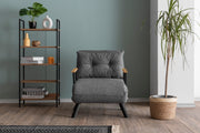 Sofá-cama cinza claro de 1 lugar, estrutura 100% metálica, tecido de linho | Encosto ajustável em 14 níveis, fácil conversão, peso máximo de 100 kg | Elegante e funcional