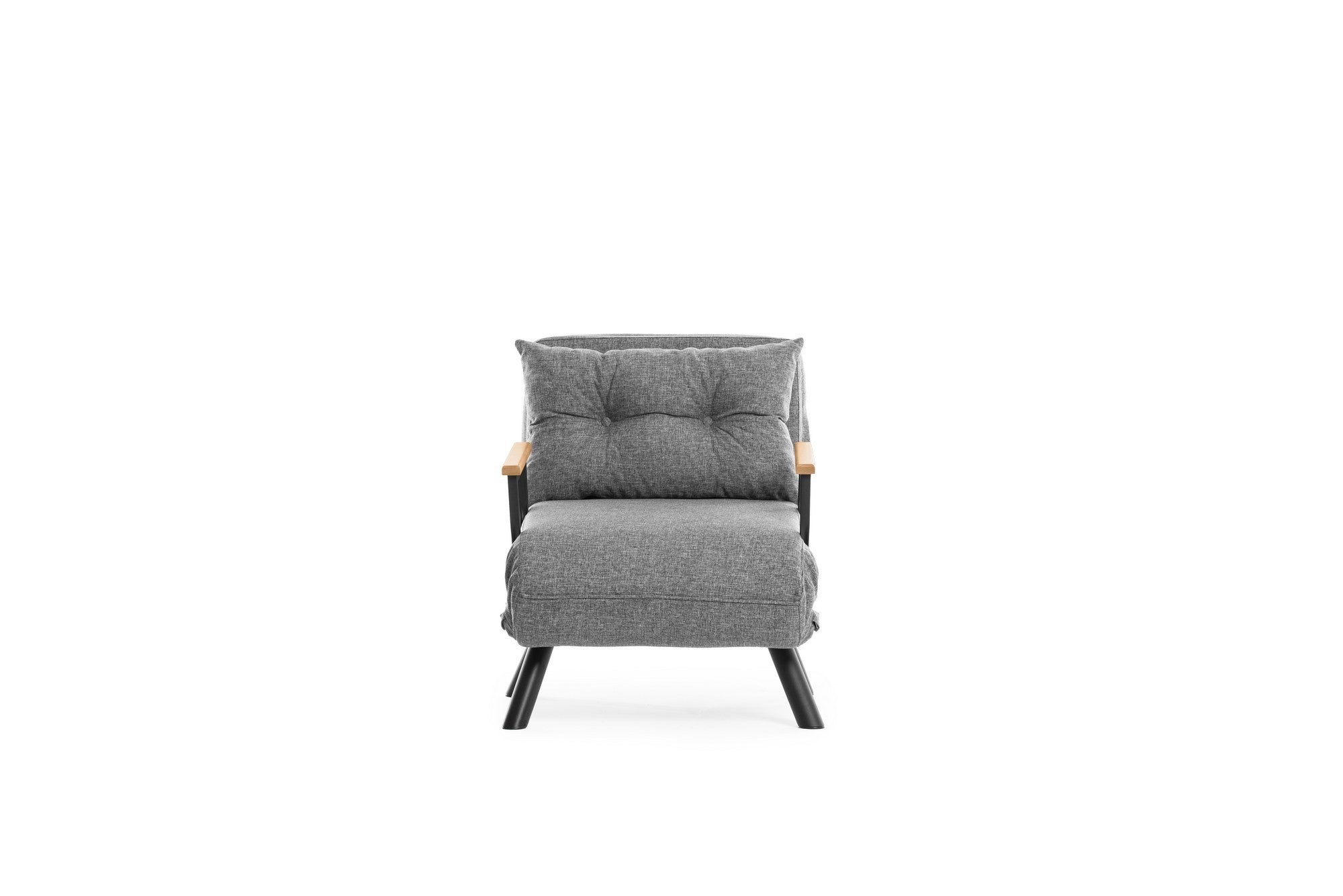Sofá-cama cinza claro de 1 lugar, estrutura 100% metálica, tecido de linho | Encosto ajustável em 14 níveis, fácil conversão, peso máximo de 100 kg | Elegante e funcional