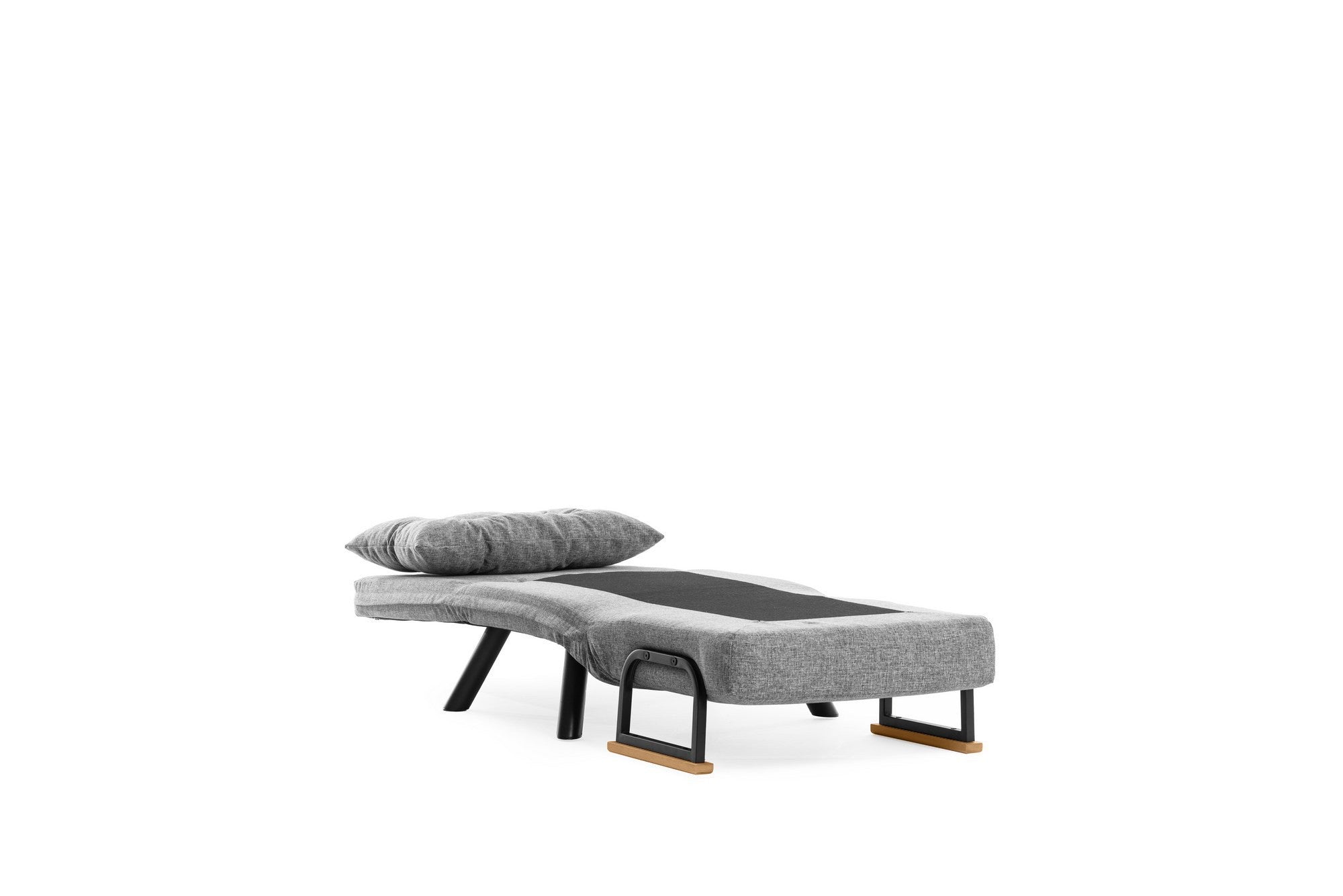 Sofá-cama cinza claro de 1 lugar, estrutura 100% metálica, tecido de linho | Encosto ajustável em 14 níveis, fácil conversão, peso máximo de 100 kg | Elegante e funcional