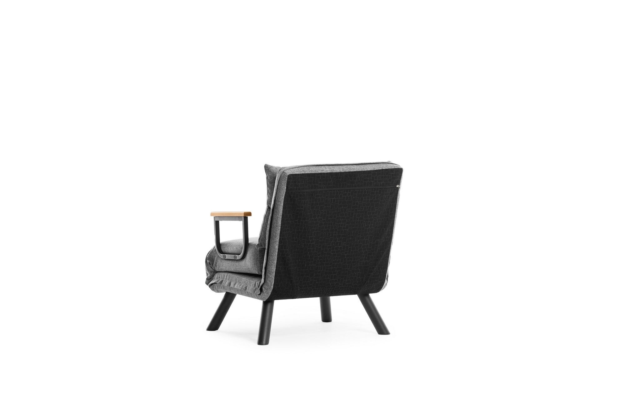 Sofá-cama cinza claro de 1 lugar, estrutura 100% metálica, tecido de linho | Encosto ajustável em 14 níveis, fácil conversão, peso máximo de 100 kg | Elegante e funcional
