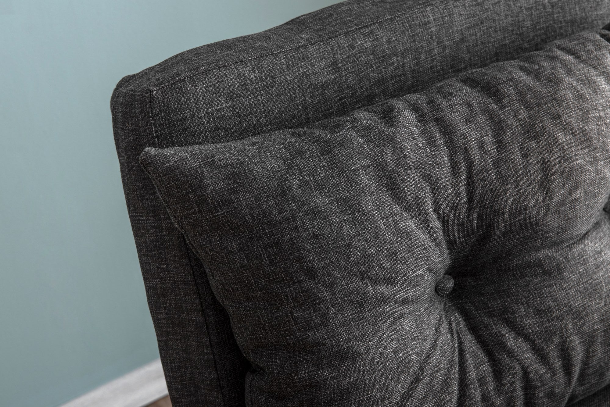 Sofá-cama versátil de 1 lugar, tecido de linho cinza escuro, estrutura 100% metálica | Encosto ajustável em 14 níveis, fácil conversão, peso máximo de 100 kg | Perfeito para espaços pequenos
