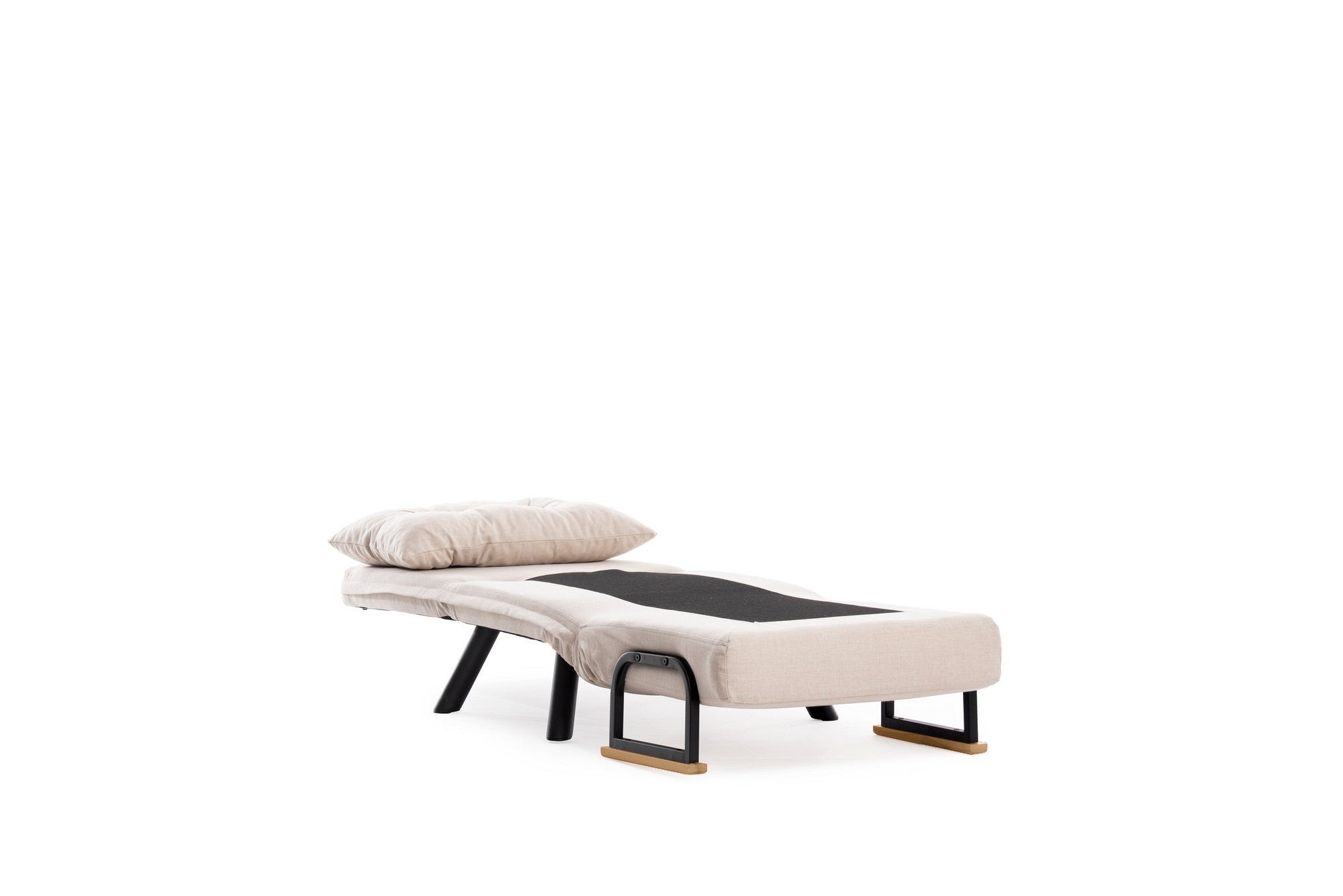 Sofá-cama versátil de 1 lugar, tecido de linho creme, estrutura 100% metálica | Encosto ajustável em 14 níveis, fácil conversão, peso máximo de 100 kg | Elegante e funcional