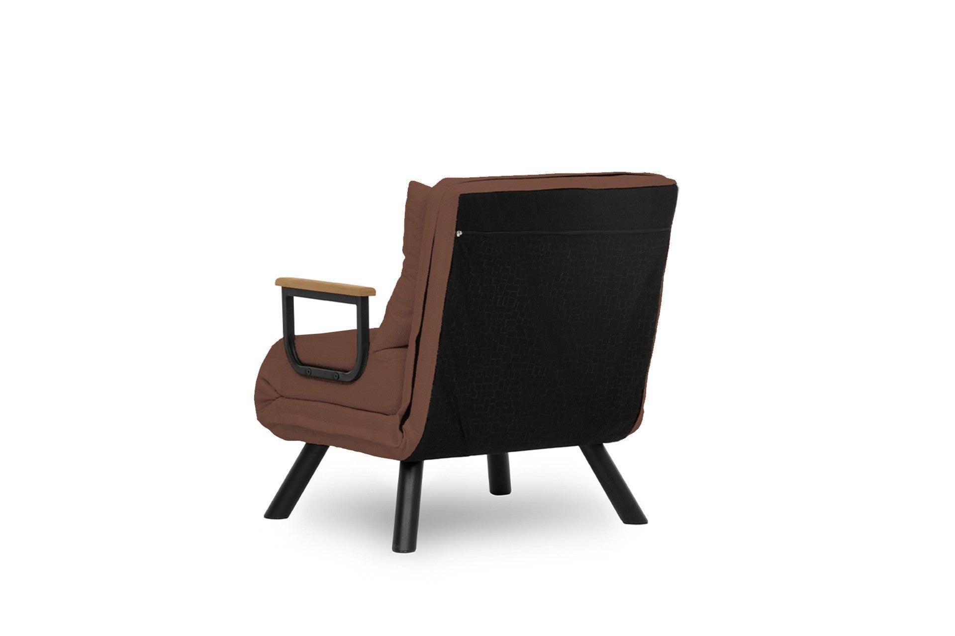 Sofá-cama versátil de 1 lugar, marrom claro, estrutura 100% metálica | Tecido de linho, encosto ajustável em 14 níveis, fácil conversão, peso máximo de 100 kg | Perfeito para espaços pequenos