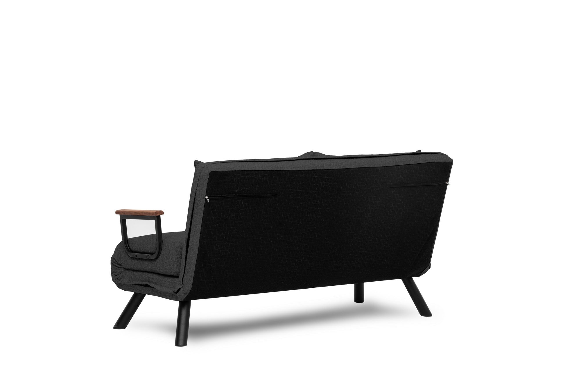 Sofá-cama elegante de 2 lugares, tecido de linho cinza escuro, estrutura 100% metálica | Encosto ajustável em 14 níveis, transforma-se em cama, peso máximo de 200 kg | Perfeito para espaços de convivência modernos