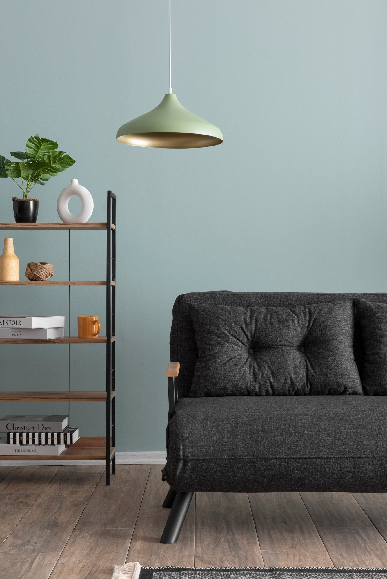 Sofá-cama elegante de 2 lugares, tecido de linho cinza escuro, estrutura 100% metálica | Encosto ajustável em 14 níveis, transforma-se em cama, peso máximo de 200 kg | Perfeito para espaços de convivência modernos