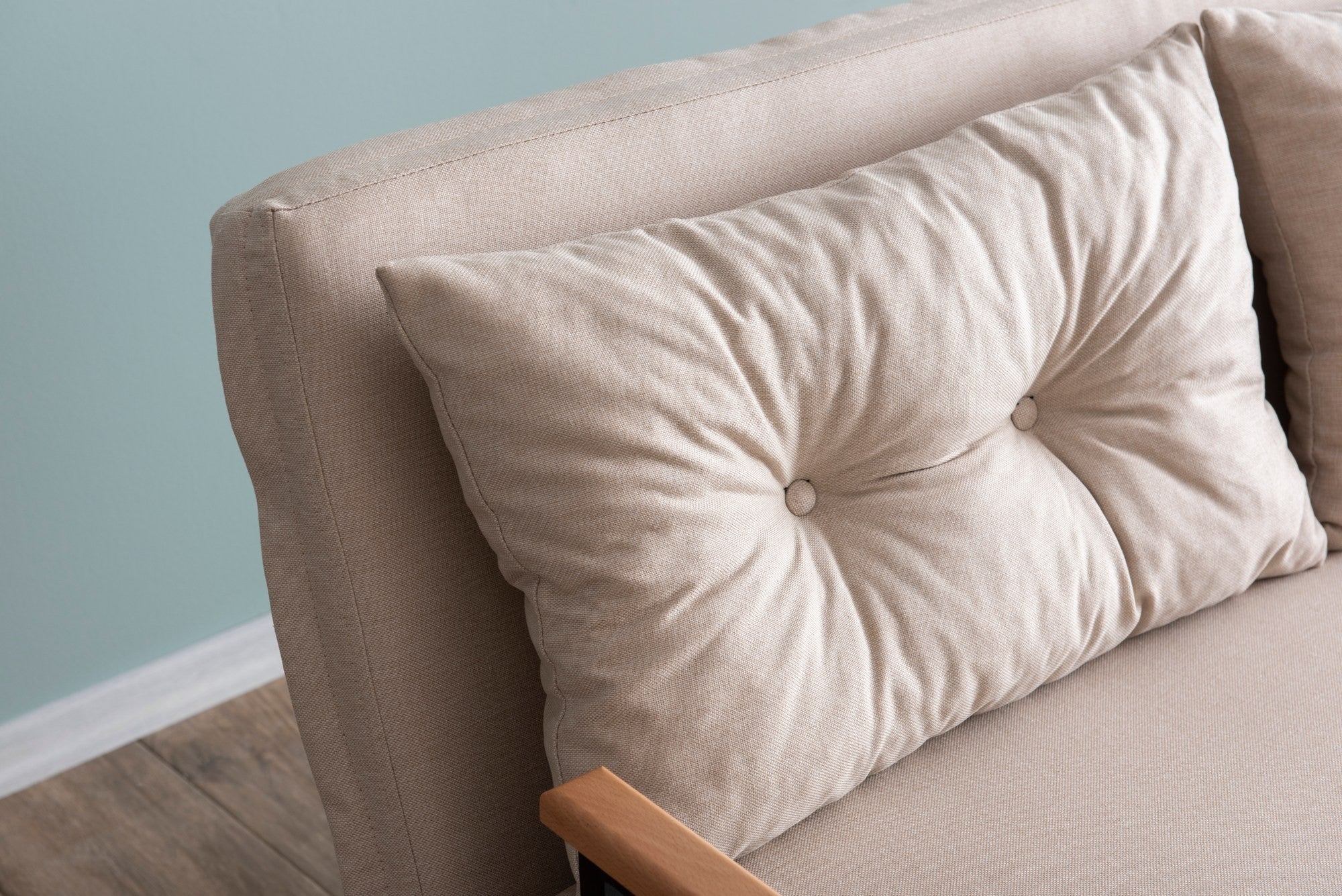 Sofá-cama elegante de 2 lugares, tecido de linho creme, estrutura 100% metálica | Encosto ajustável em 14 níveis, fácil conversão, peso máximo de 200 kg | Perfeito para espaços modernos