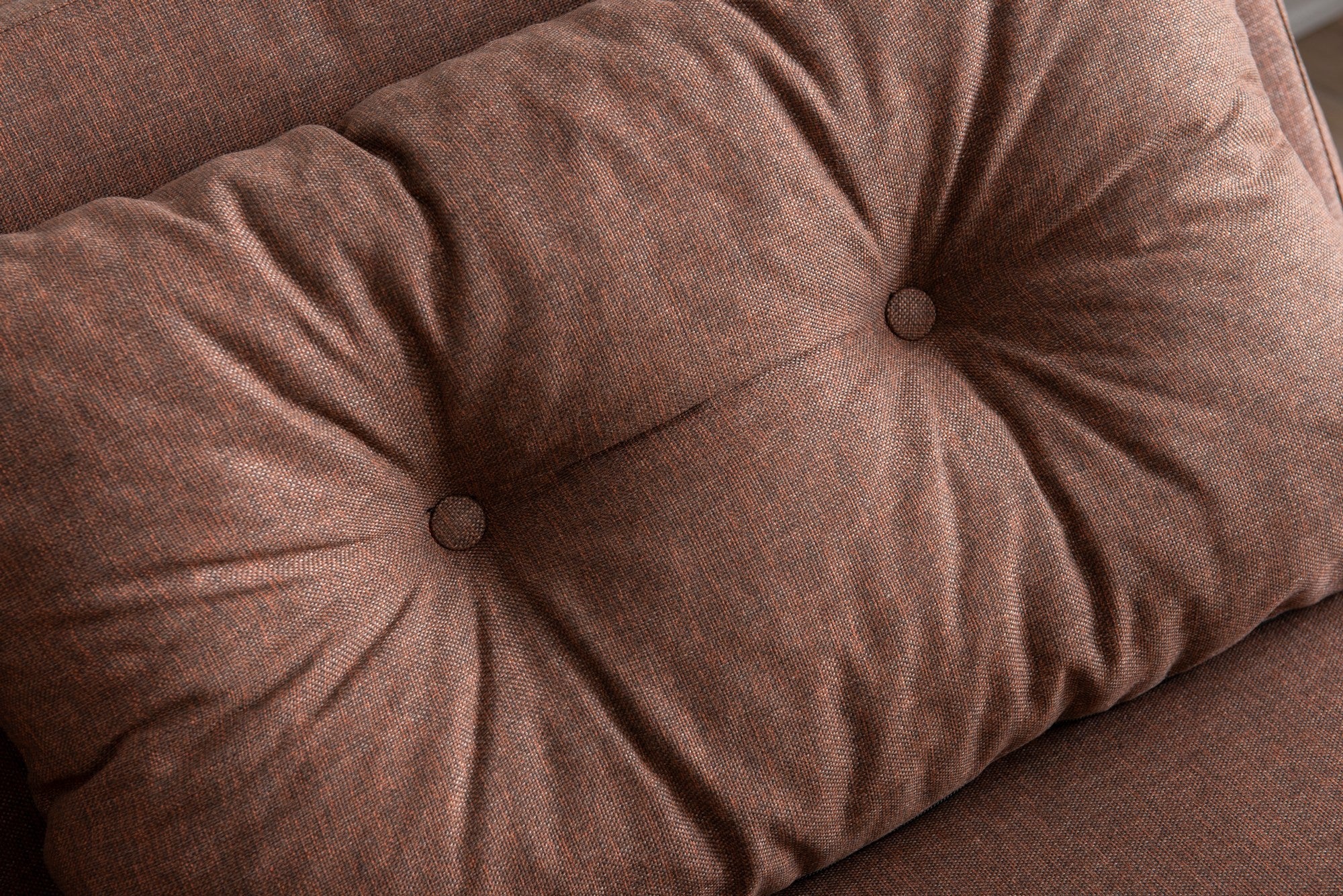 Sofá-cama marrom claro de 2 lugares, estrutura 100% metálica, tecido de linho, encosto ajustável em 14 níveis, converte-se facilmente, peso máximo de 200 kg, elegante e funcional