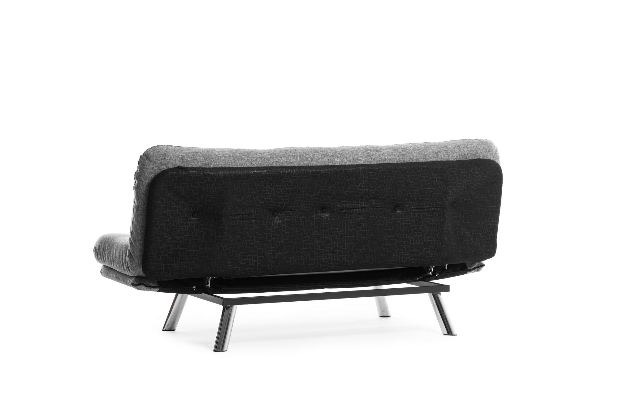Sofá-cama versátil de 3 lugares, tecido de linho cinza claro, estrutura 100% metálica | Encosto multiposições, capacidade de 200 kg | Perfeito para sala de estar e quarto de hóspedes