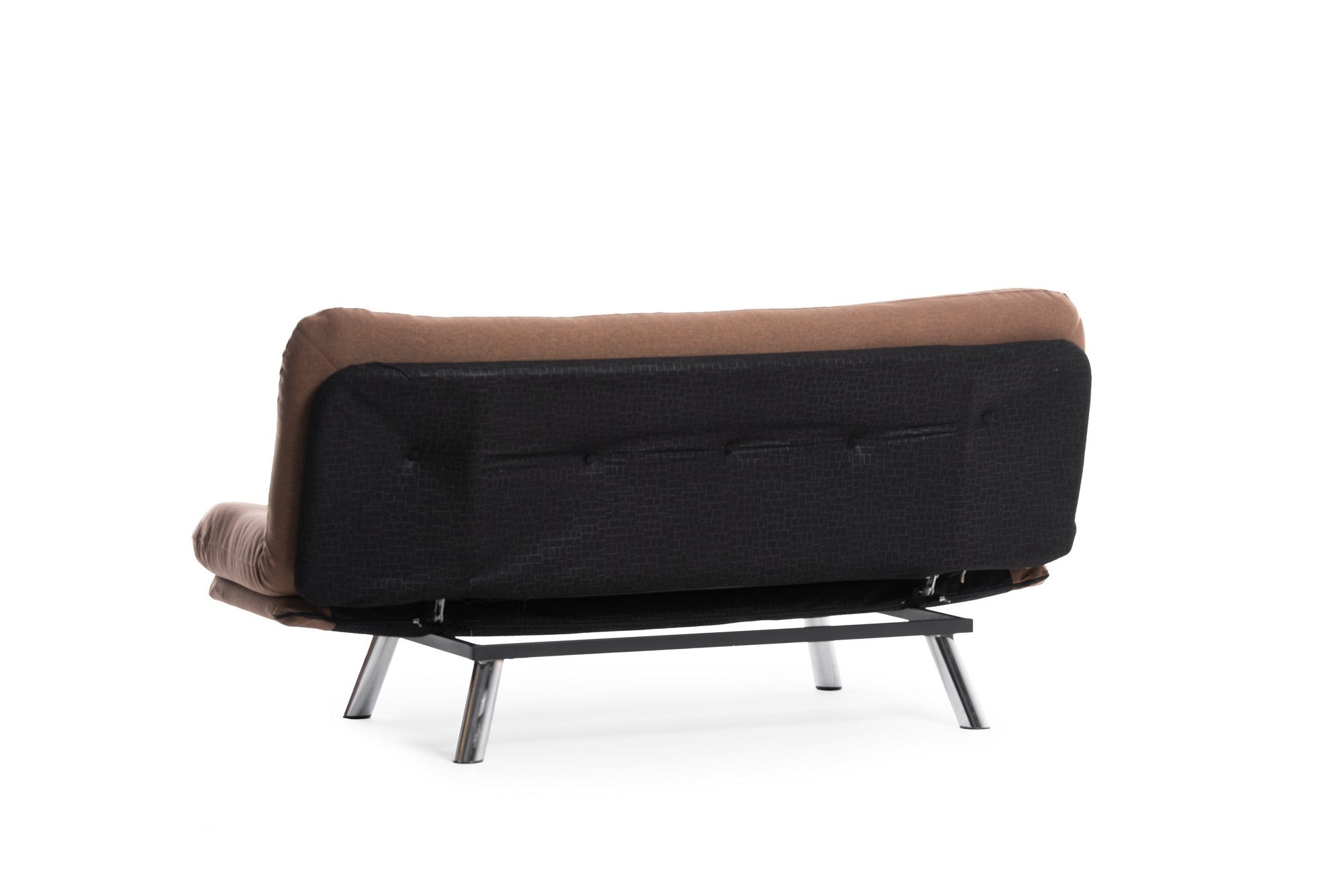 Sofá-cama versátil de 3 lugares, tecido de linho marrom claro, estrutura 100% metálica | Encosto multiposições, capacidade de 200 kg | Perfeito para sala de estar e quarto de hóspedes