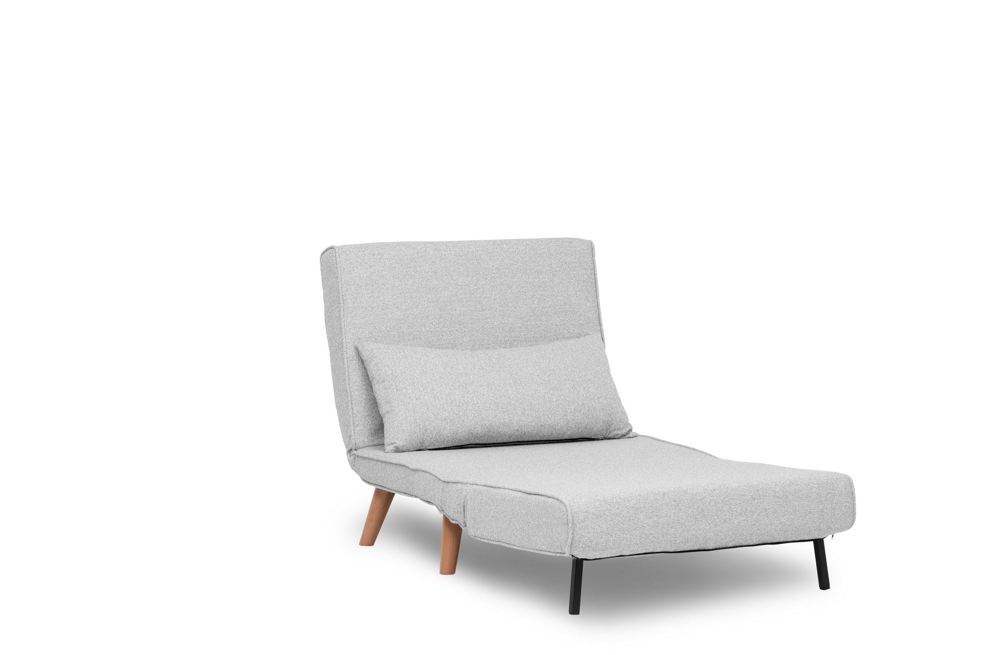 Sofá-cama versátil de 1 lugar, tecido Teddy cinza, 80 x 79 x 80 cm | Estrutura 100% metálica, encosto ajustável de 14 níveis, espuma DNS alta e confortável | Perfeito para espaços pequenos