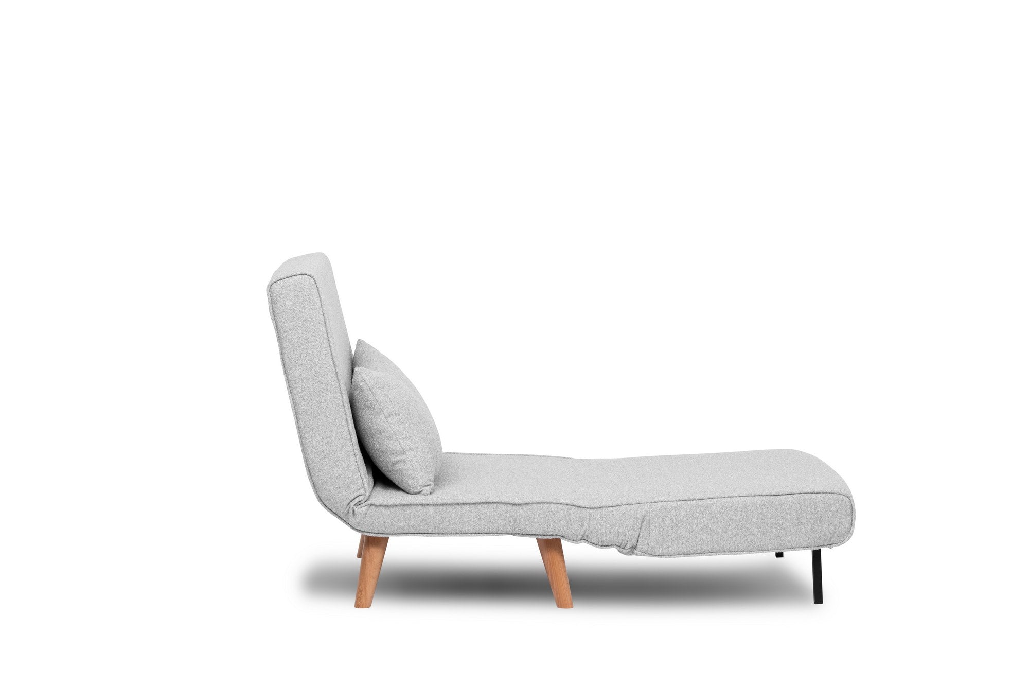 Sofá-cama versátil de 1 lugar, tecido Teddy cinza, 80 x 79 x 80 cm | Estrutura 100% metálica, encosto ajustável de 14 níveis, espuma DNS alta e confortável | Perfeito para espaços pequenos