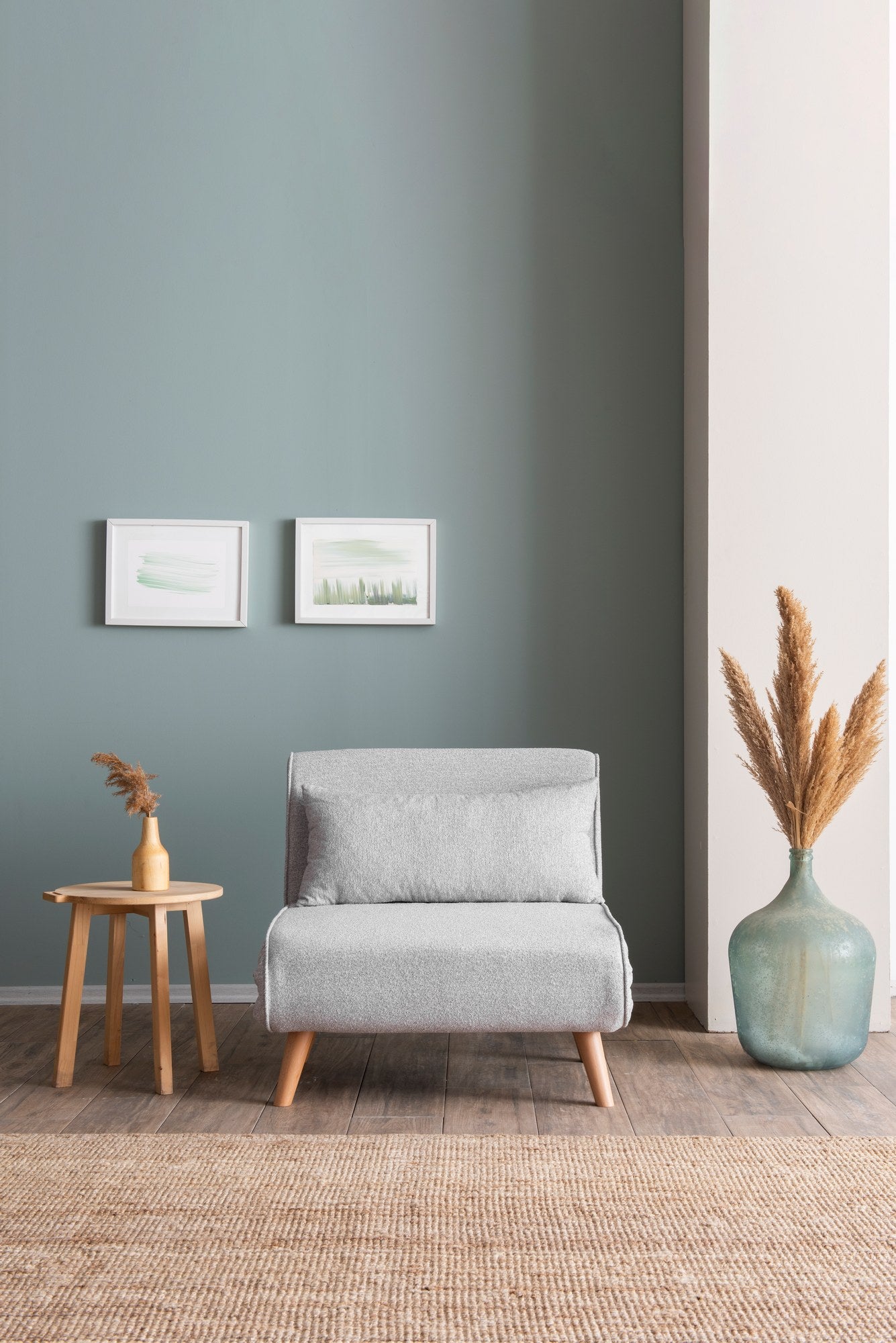 Sofá-cama versátil de 1 lugar, tecido Teddy cinza, 80 x 79 x 80 cm | Estrutura 100% metálica, encosto ajustável de 14 níveis, espuma DNS alta e confortável | Perfeito para espaços pequenos